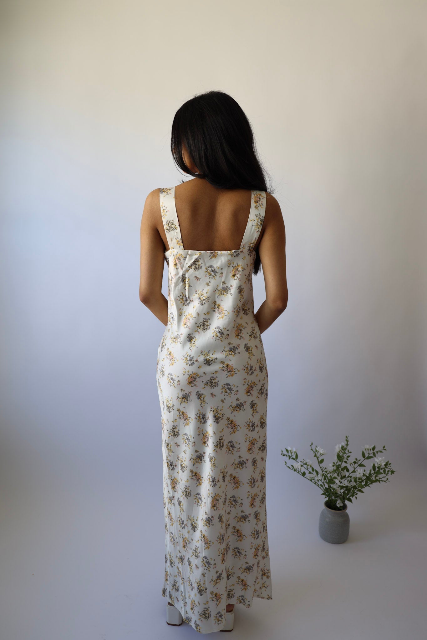 Retro Vintage Floral Print Satin Maxi Slip Dress * Final Sale*