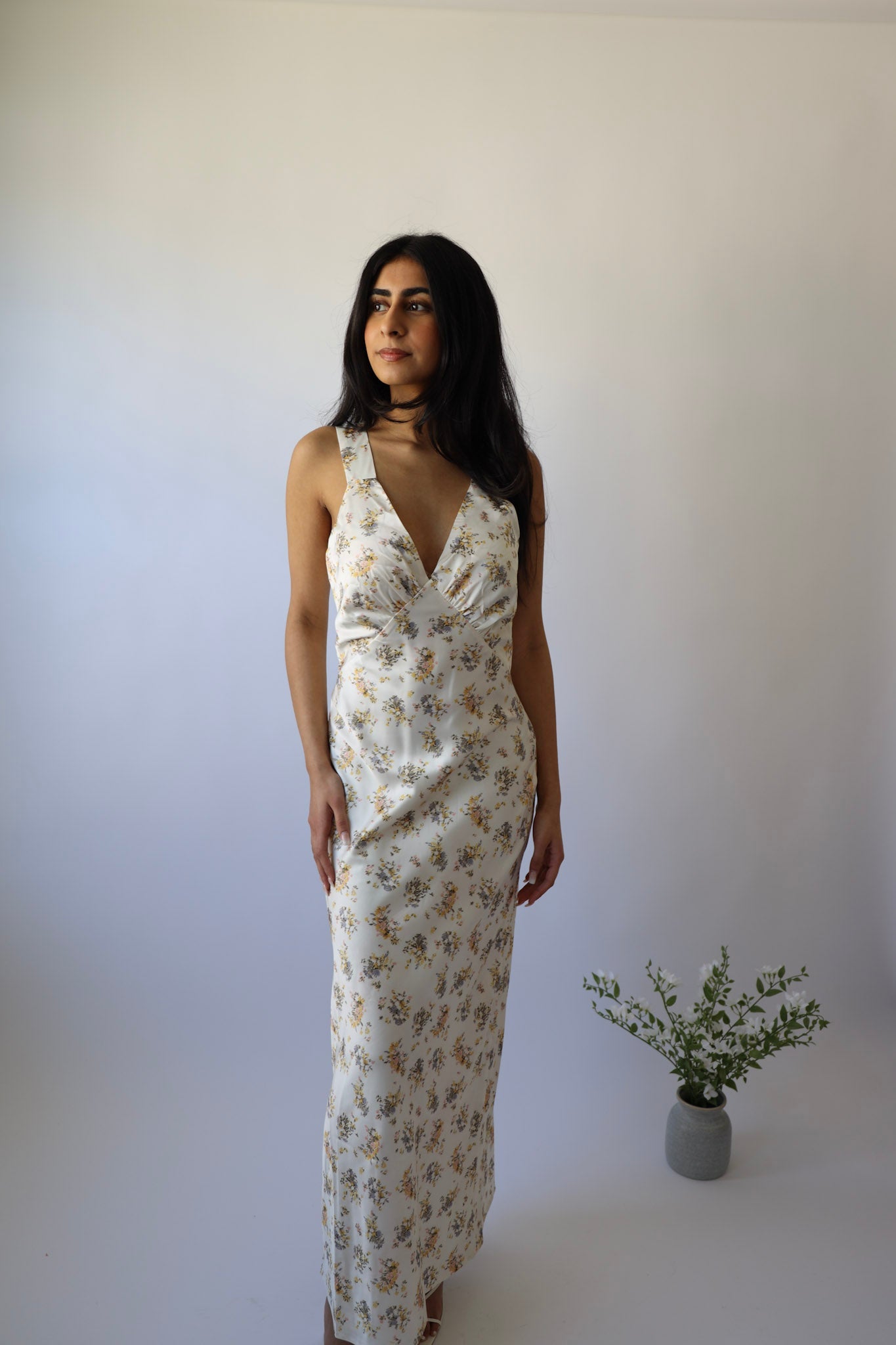 Retro Vintage Floral Print Satin Maxi Slip Dress * Final Sale*