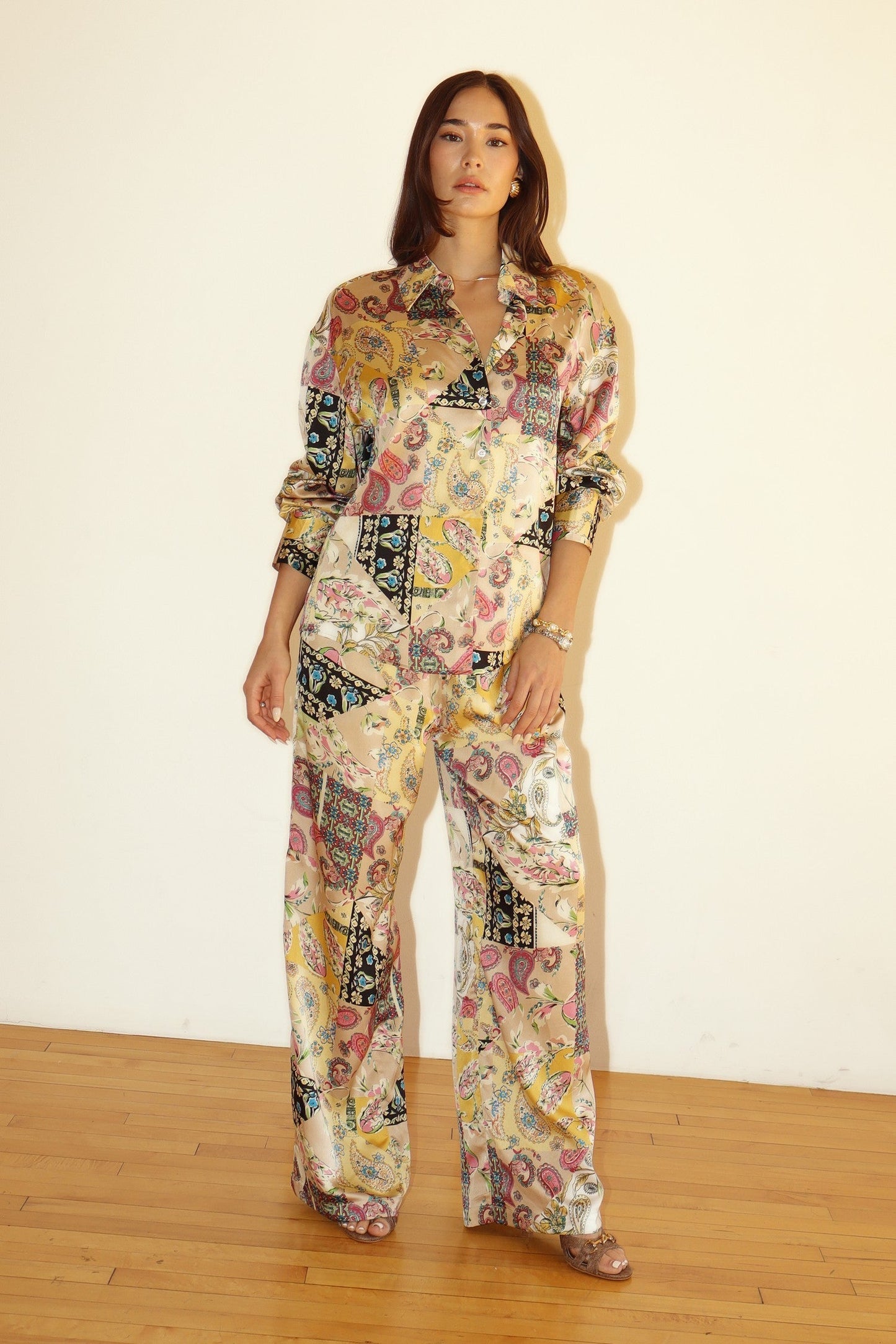 Riviera Satin Wide-Leg Pants