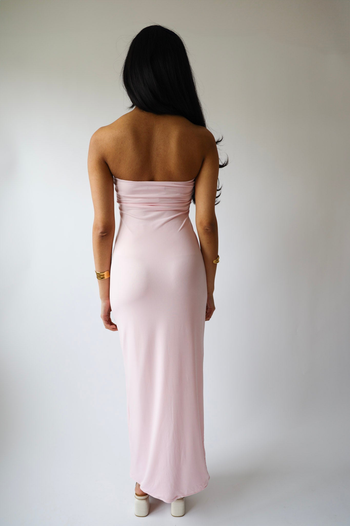 Pink Shell Strapless Maxi