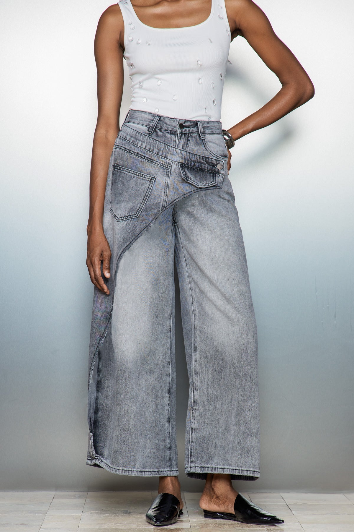 Ansgar Deconstruct Asymmetric Fringe Jeans