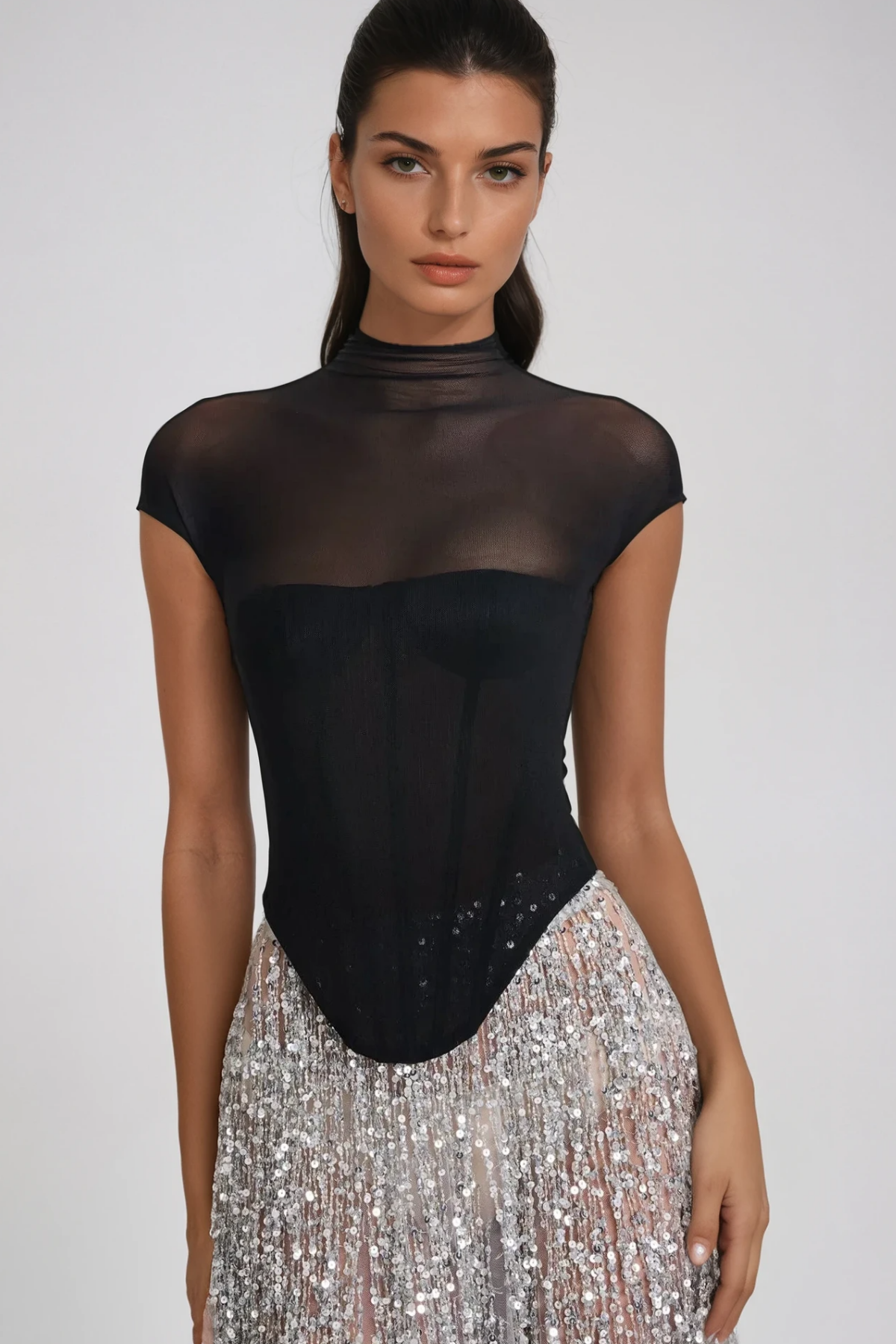 Beckett Fringe Sequin Mesh Skirt Set