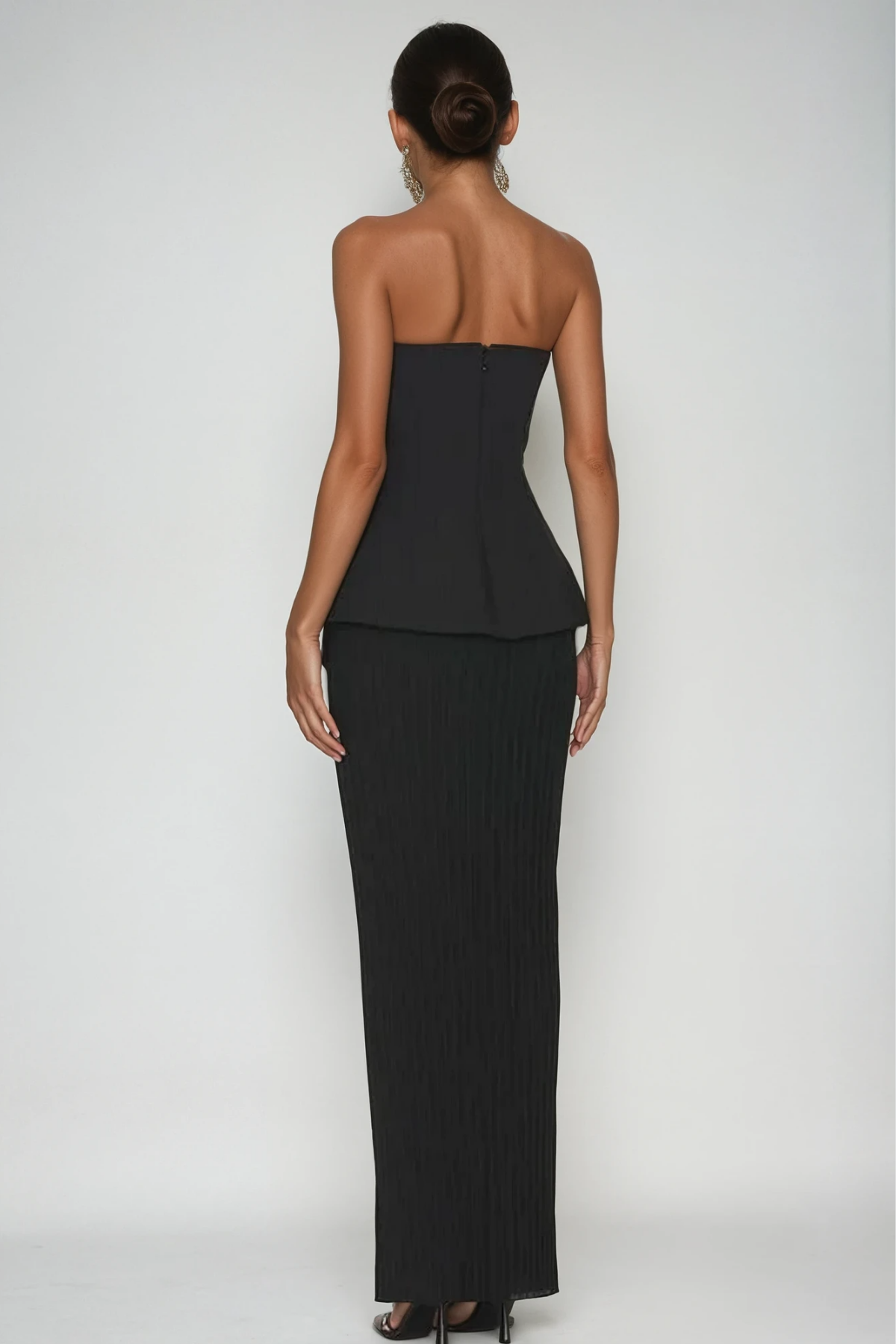 Bern Strapless Maxi Skirt Set In Black