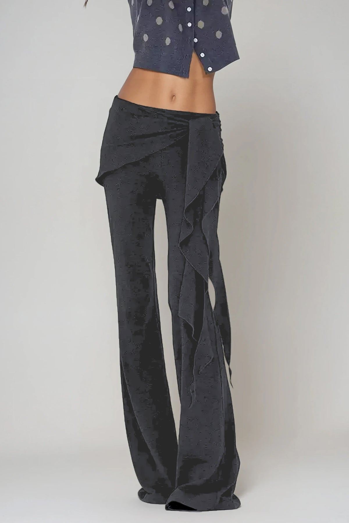 Bessie Skinny Flared Pants With Knot Tie