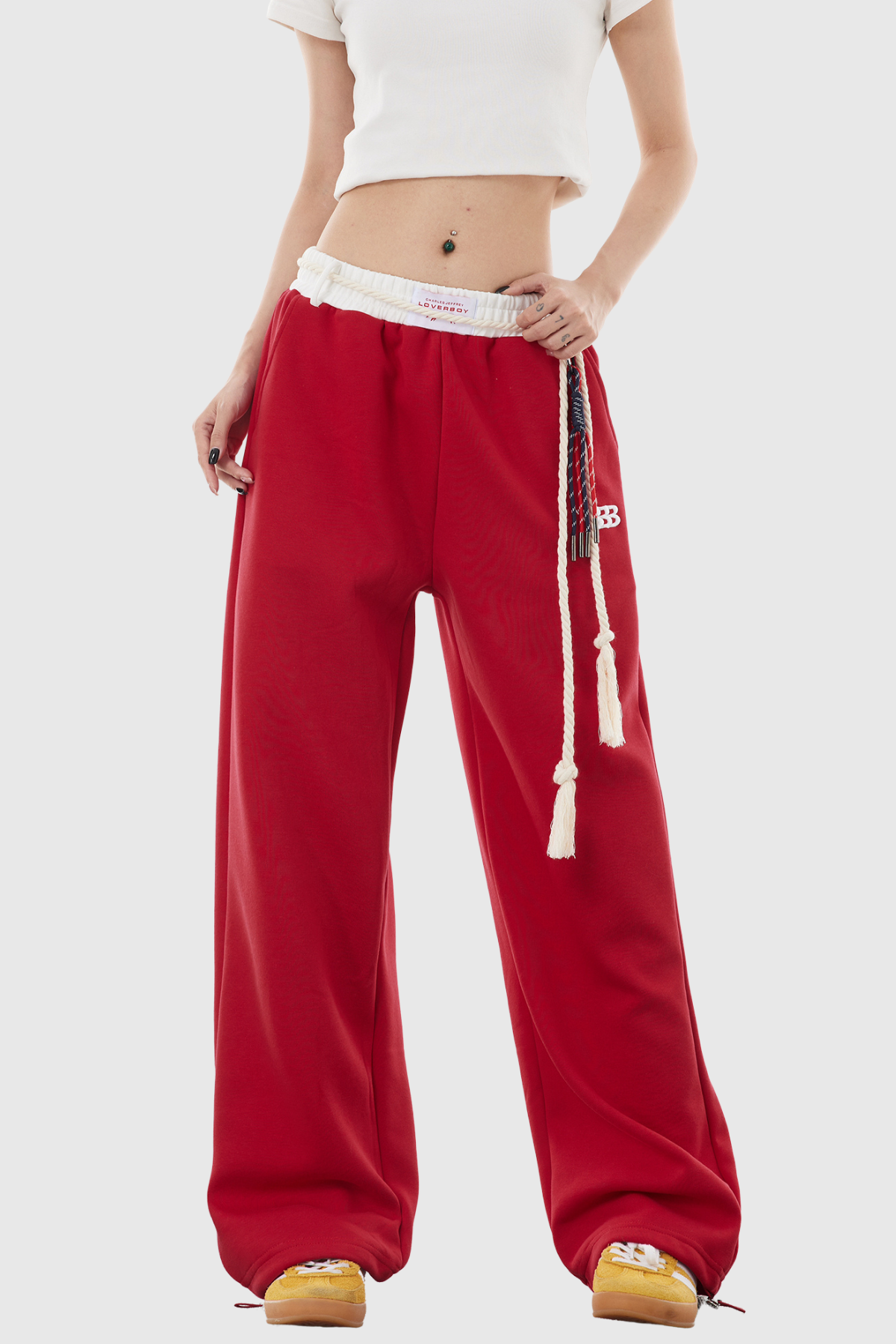 Boann Fringe Pants In Red