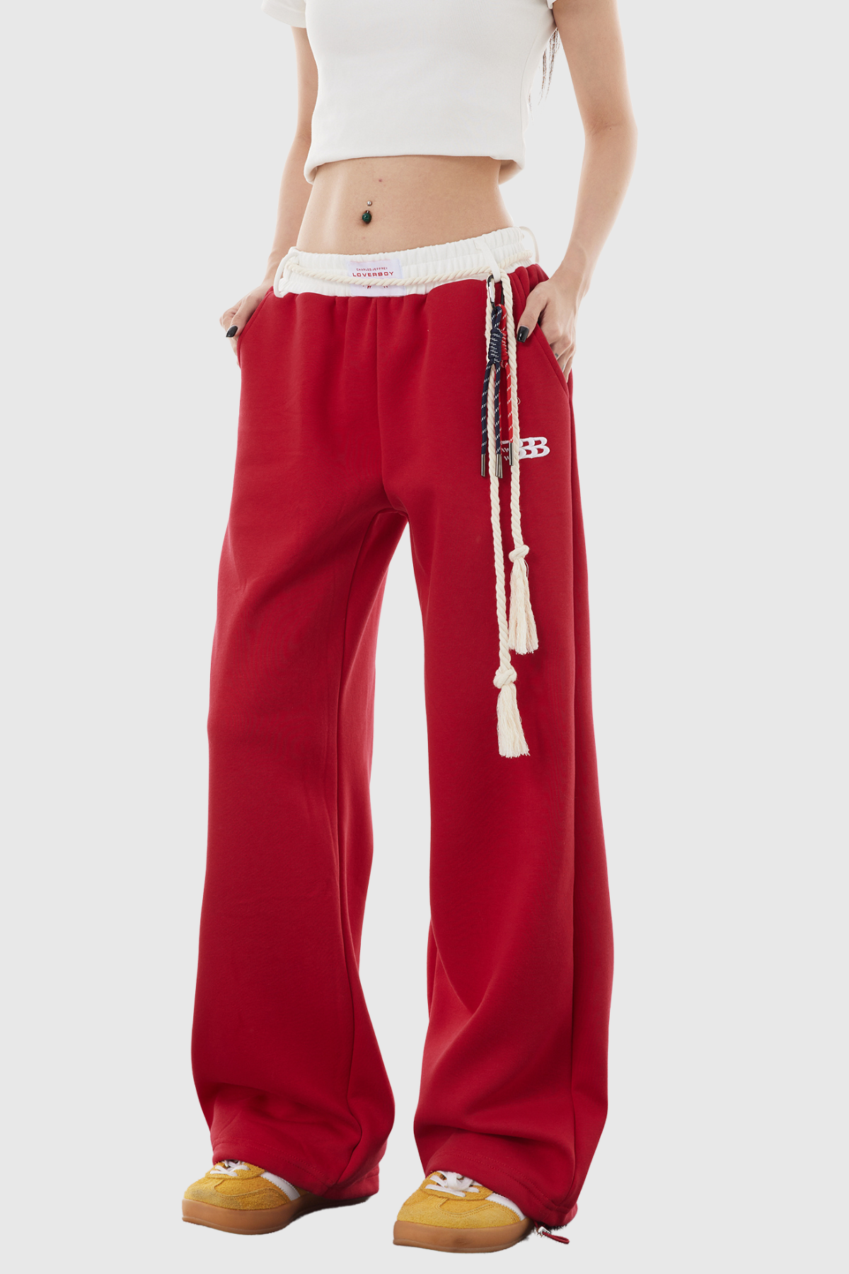 Boann Fringe Pants In Red