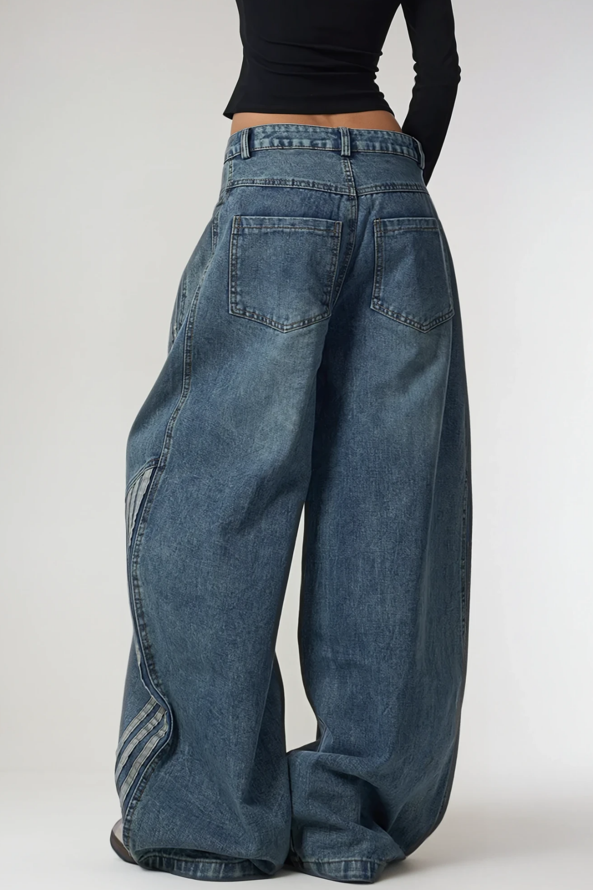 Boban Stripe Baggy Jeans In Blue