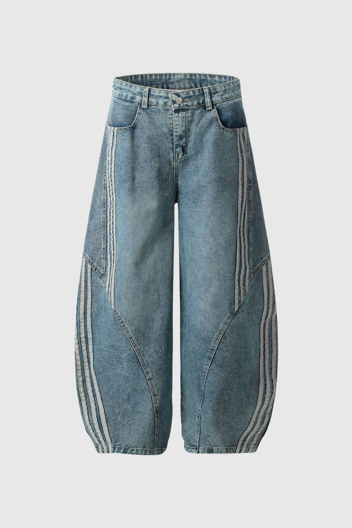 Boban Stripe Baggy Jeans In Blue