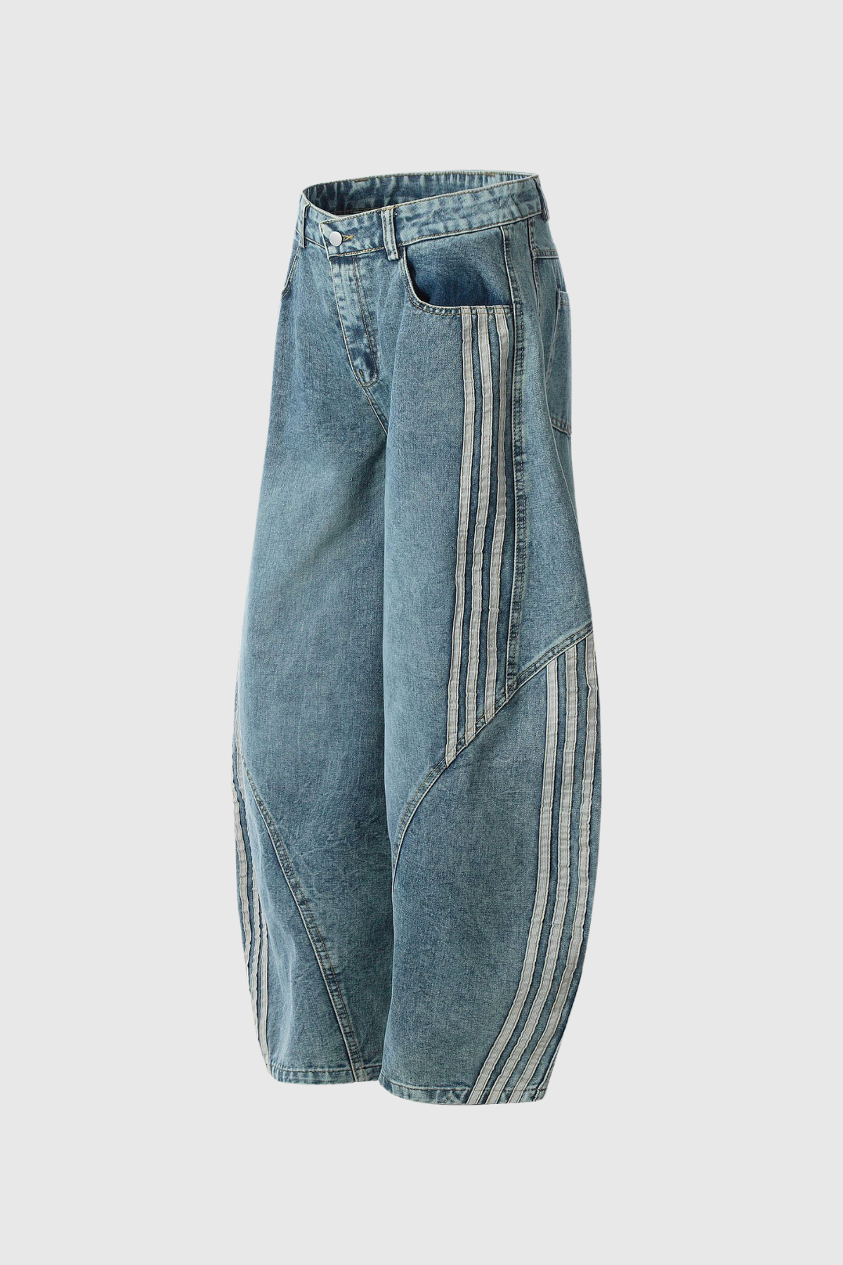 Boban Stripe Baggy Jeans In Blue
