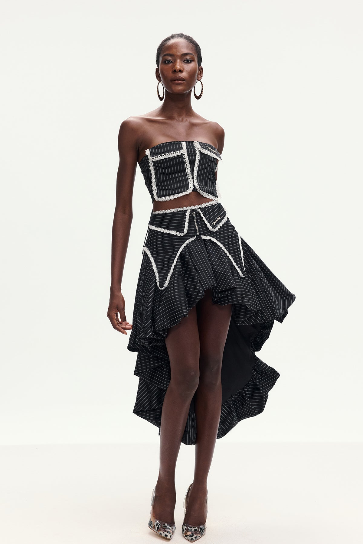 Bonifatius Stripe Asymmetric Skirt Set