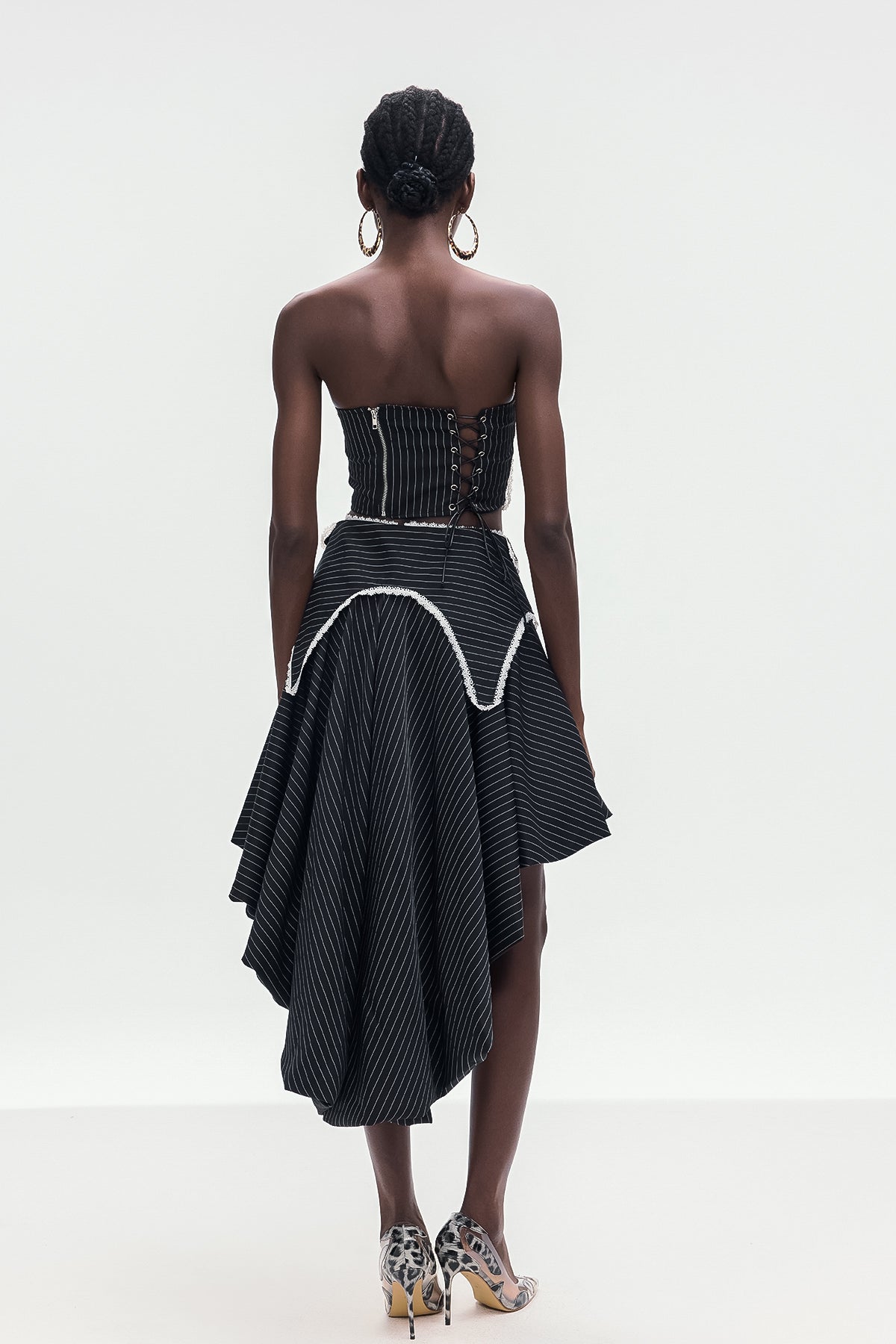 Bonifatius Stripe Asymmetric Skirt Set