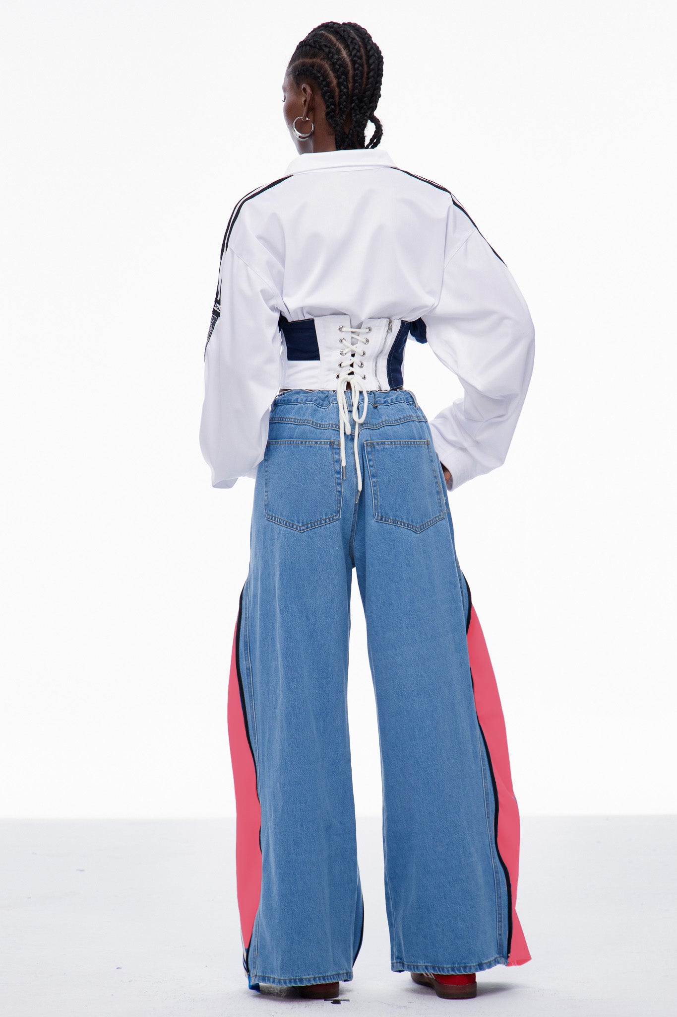Caprina Deconstruct Zipper Jeans In Pink