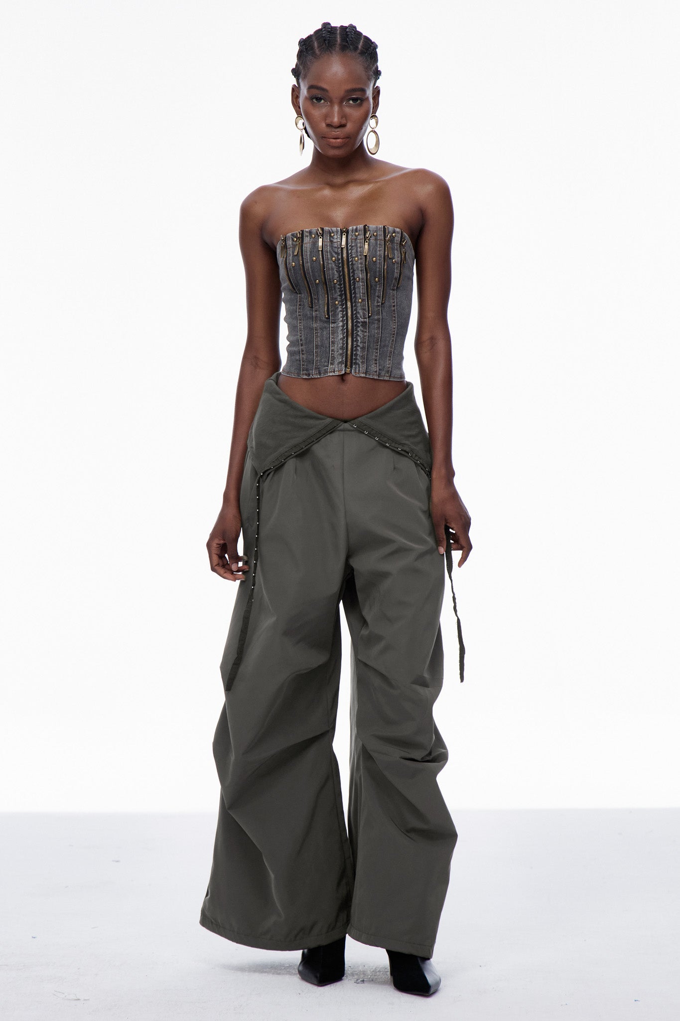 Carissa Lapel Wide Pants In Deep Green