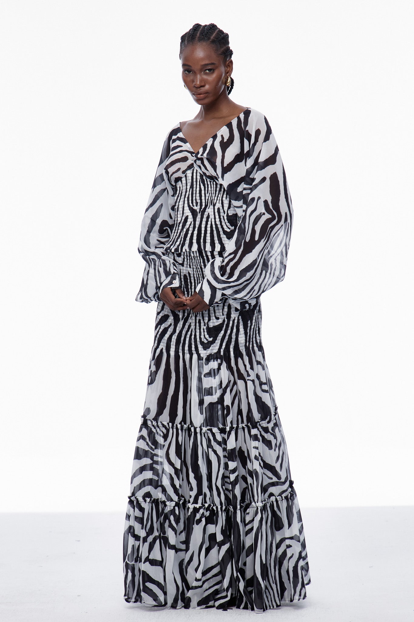 Carlotta Stripe Ruch Mesh Skirt Set