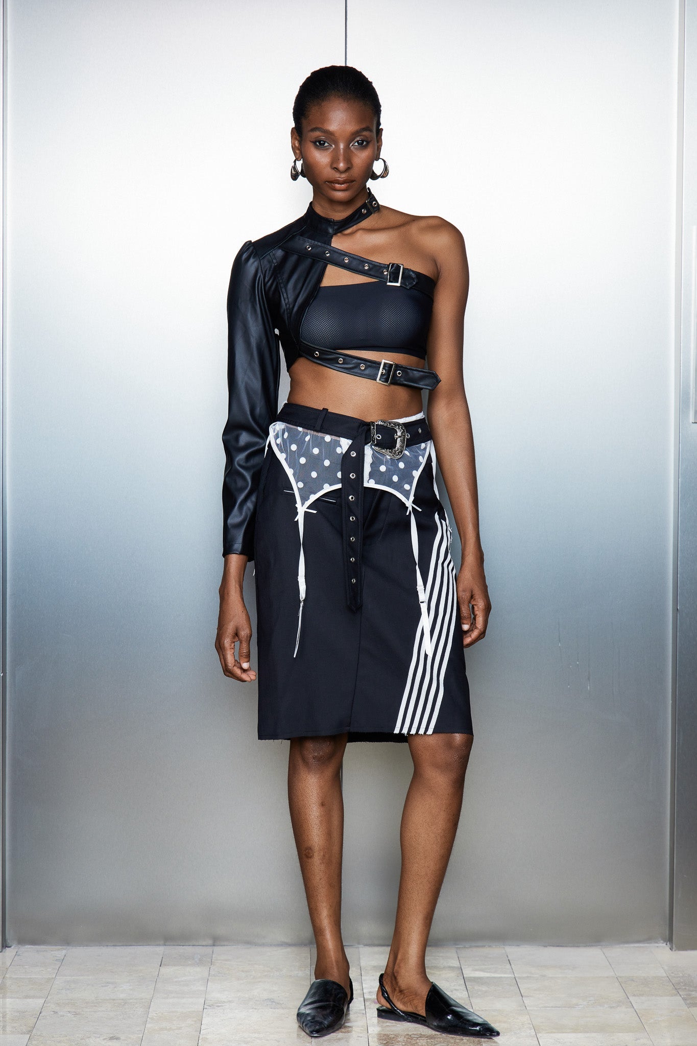 Catrina Stripe Lace Midi Skirt