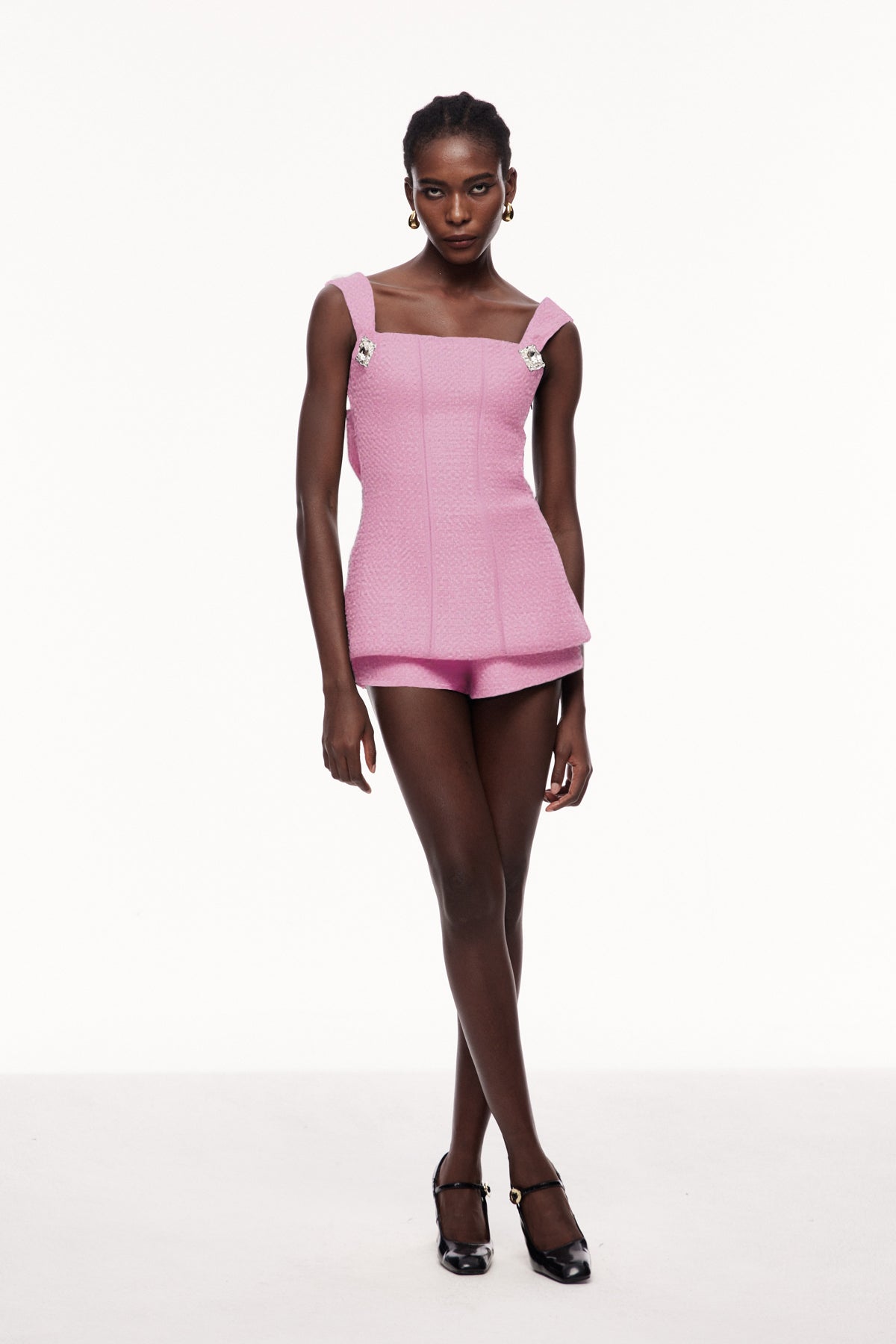 Celestina Bow Cutout Pants Set In Pink