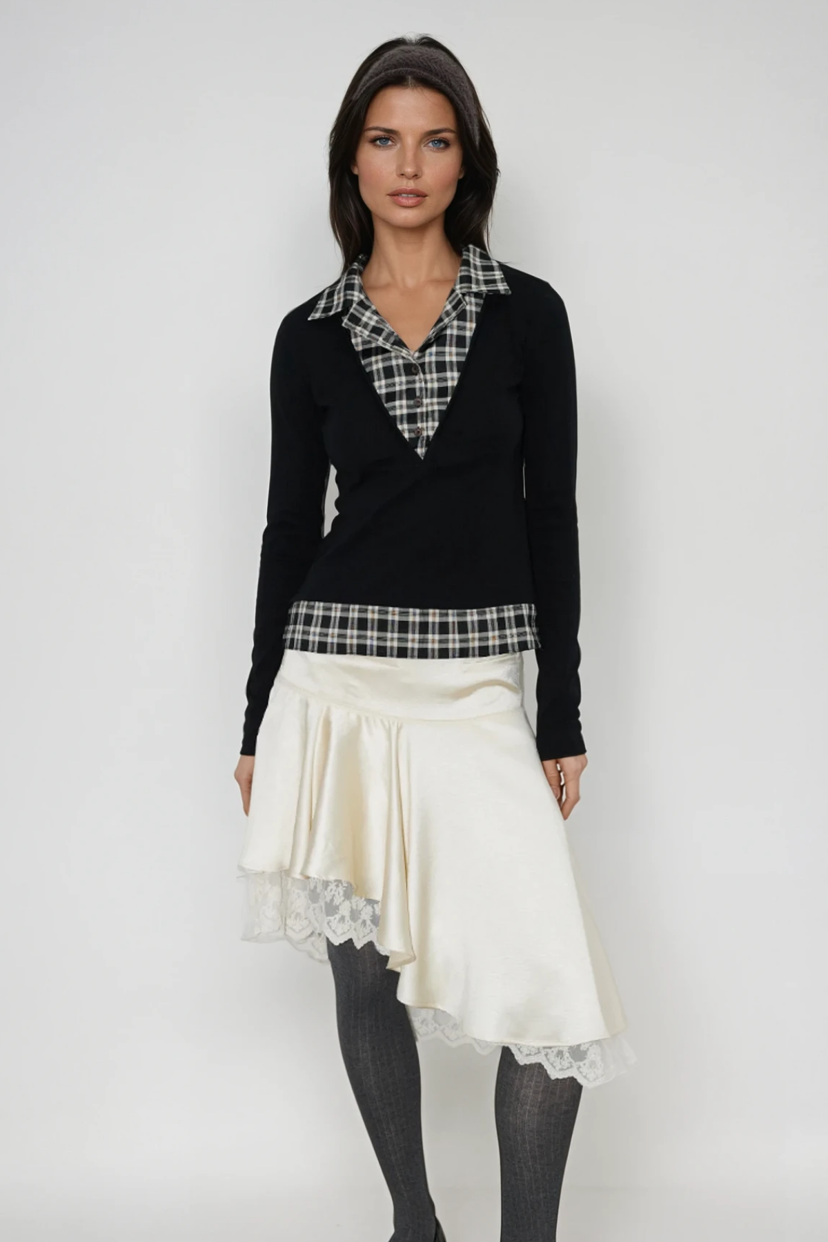 Chiamaka Asymmetric Lace Midi Skirt