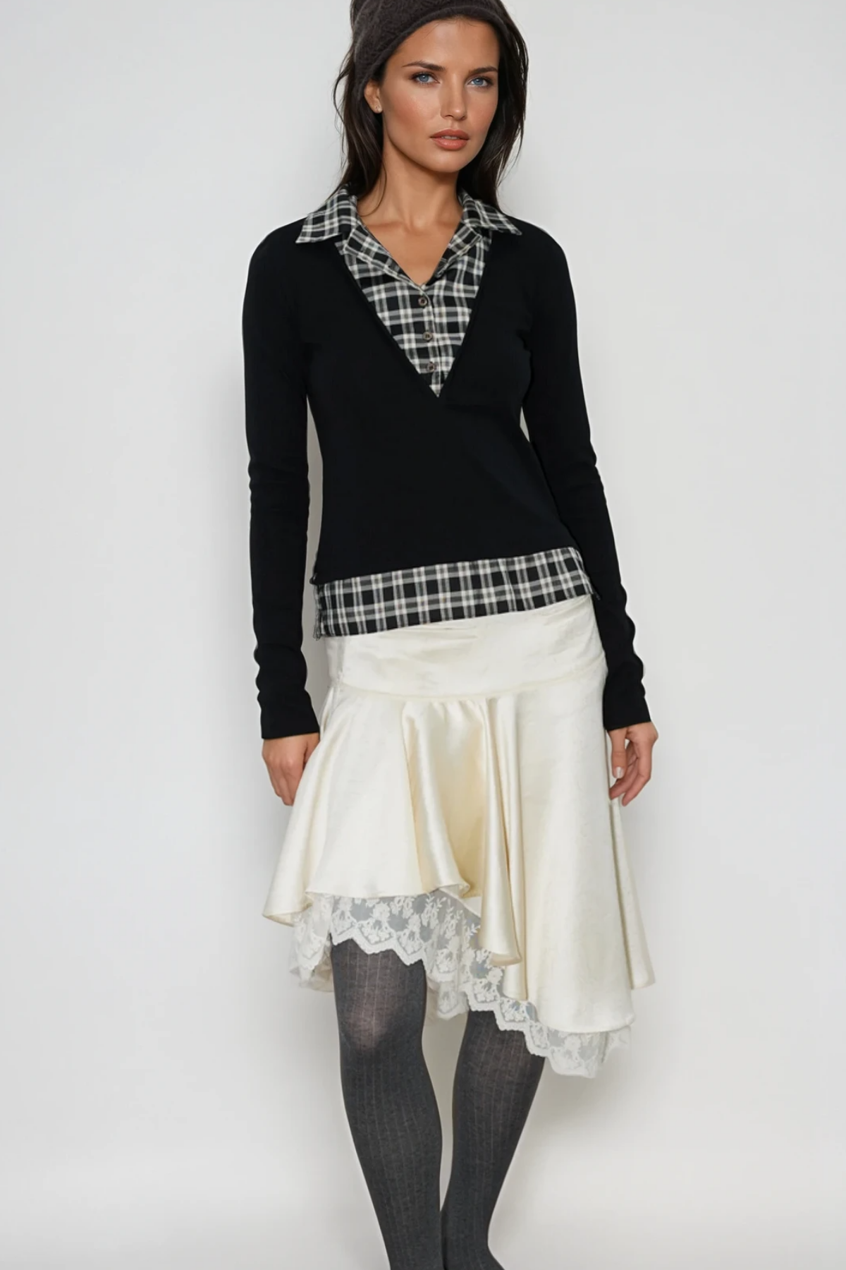Chiamaka Asymmetric Lace Midi Skirt