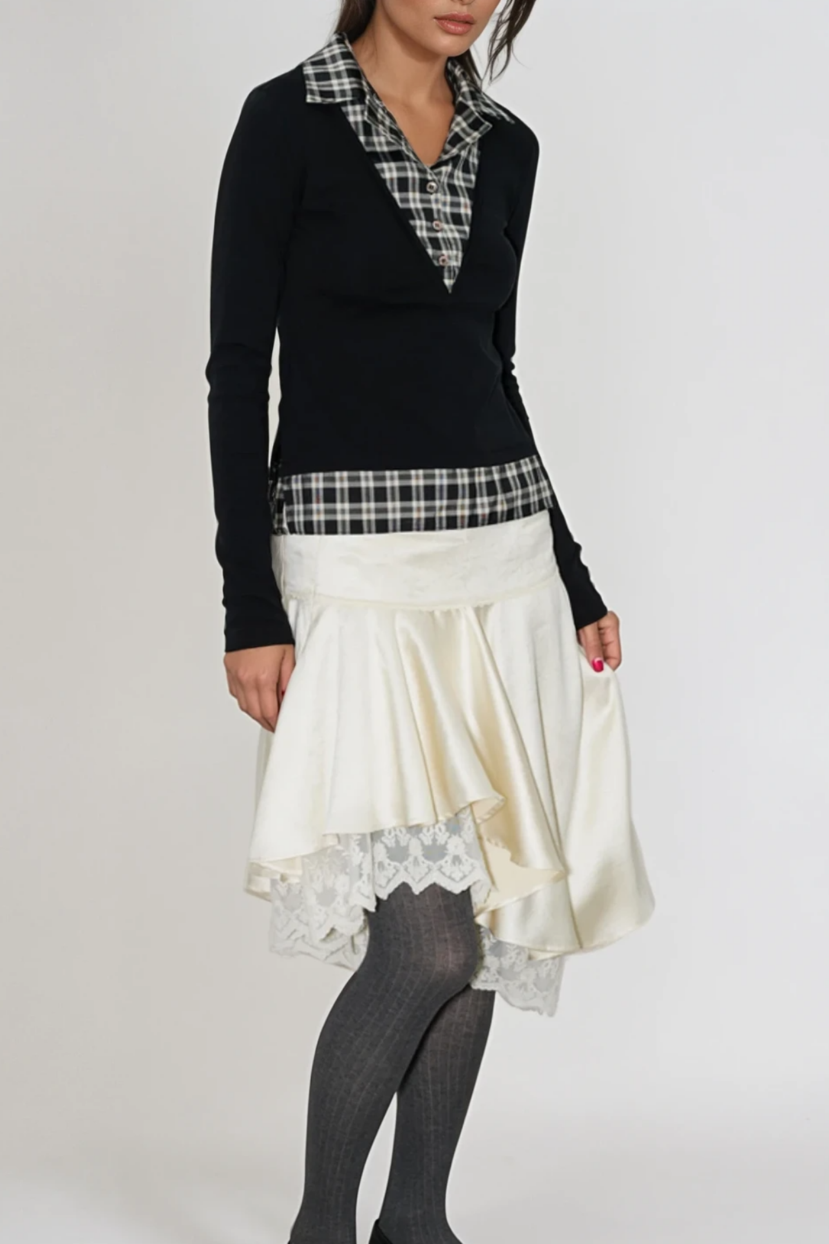 Chiamaka Asymmetric Lace Midi Skirt