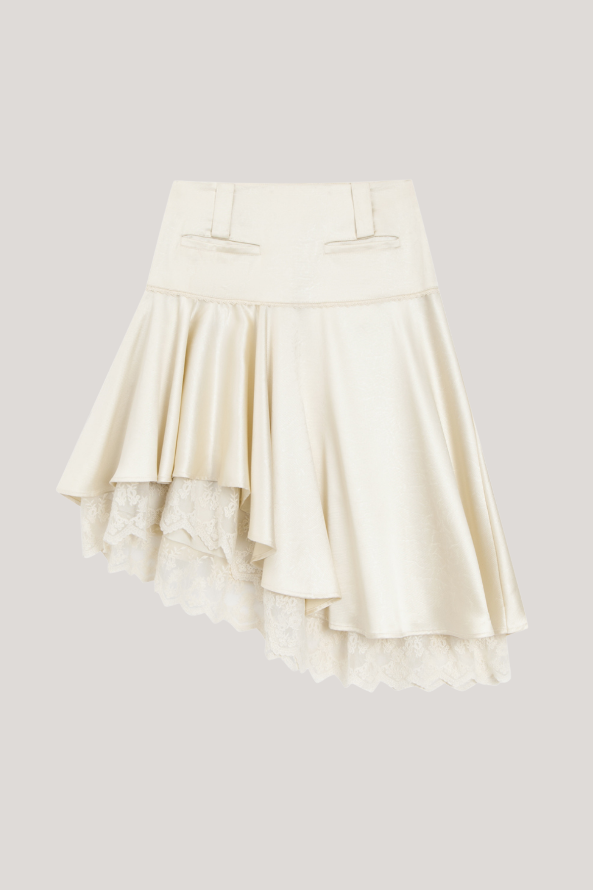 Chiamaka Asymmetric Lace Midi Skirt