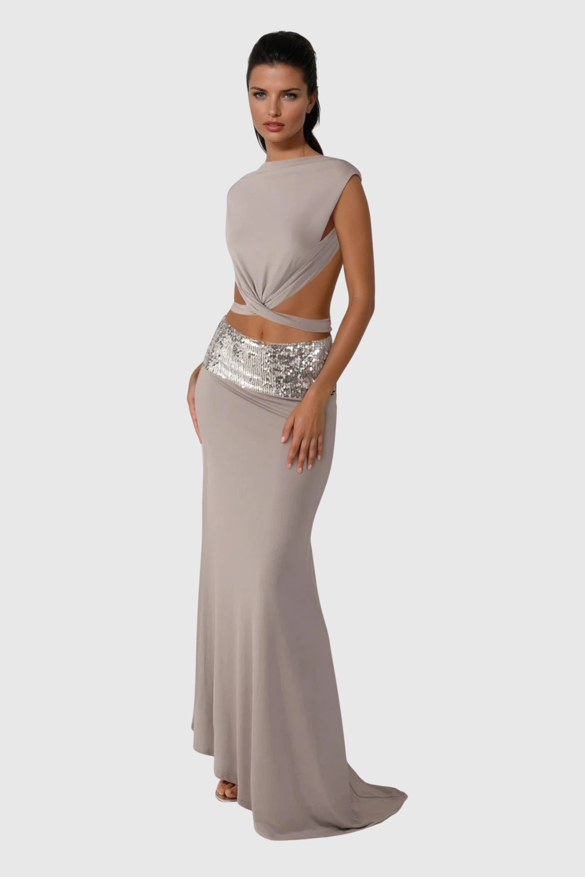 Chrysanta Sequin Cutout Skirt Set
