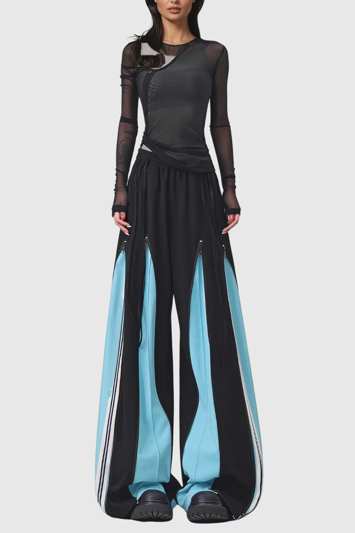 Yoel Deconstruct Stripe Wide Leg Pants