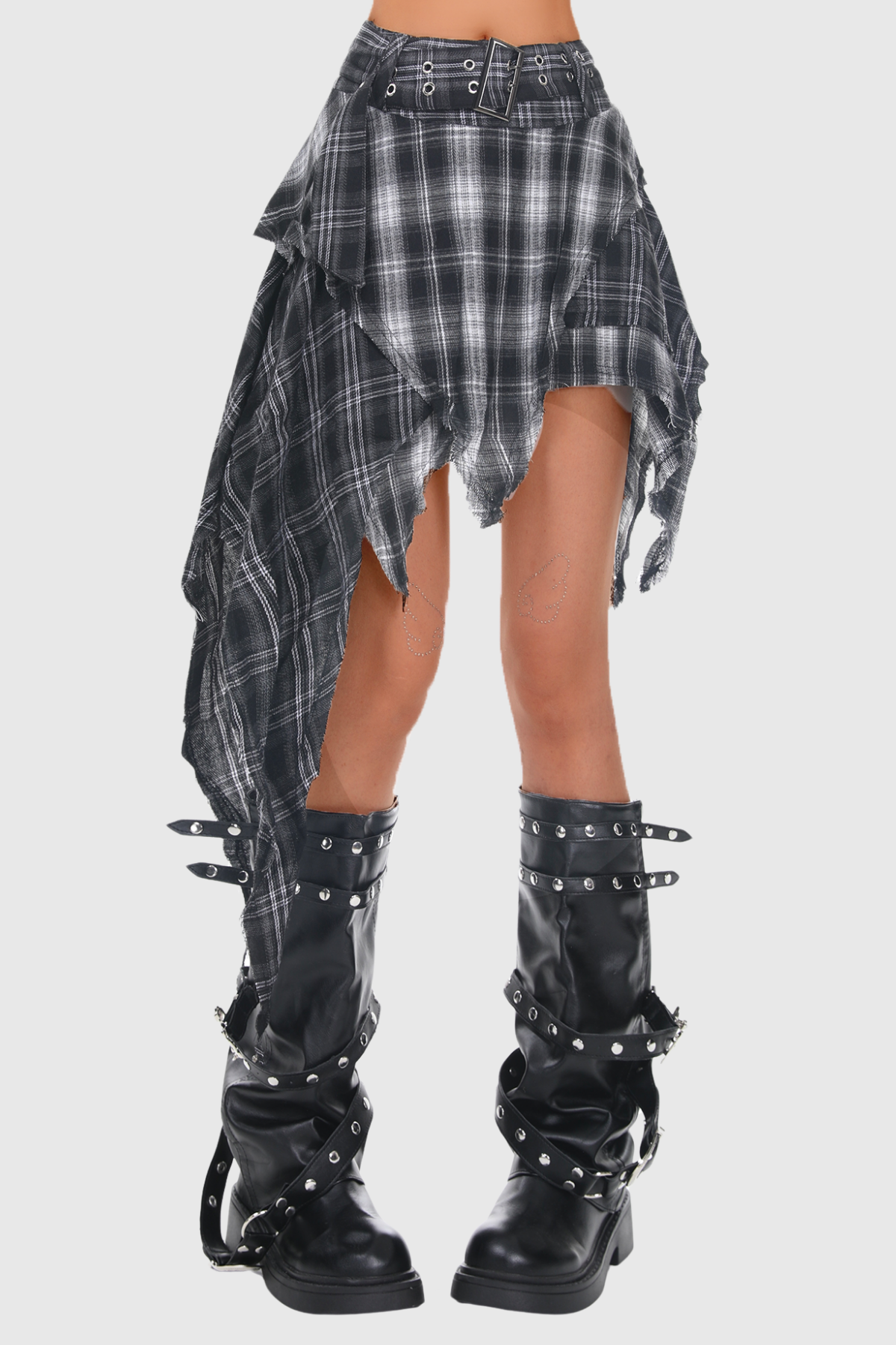 Zack Grid Asymmetric Skirt