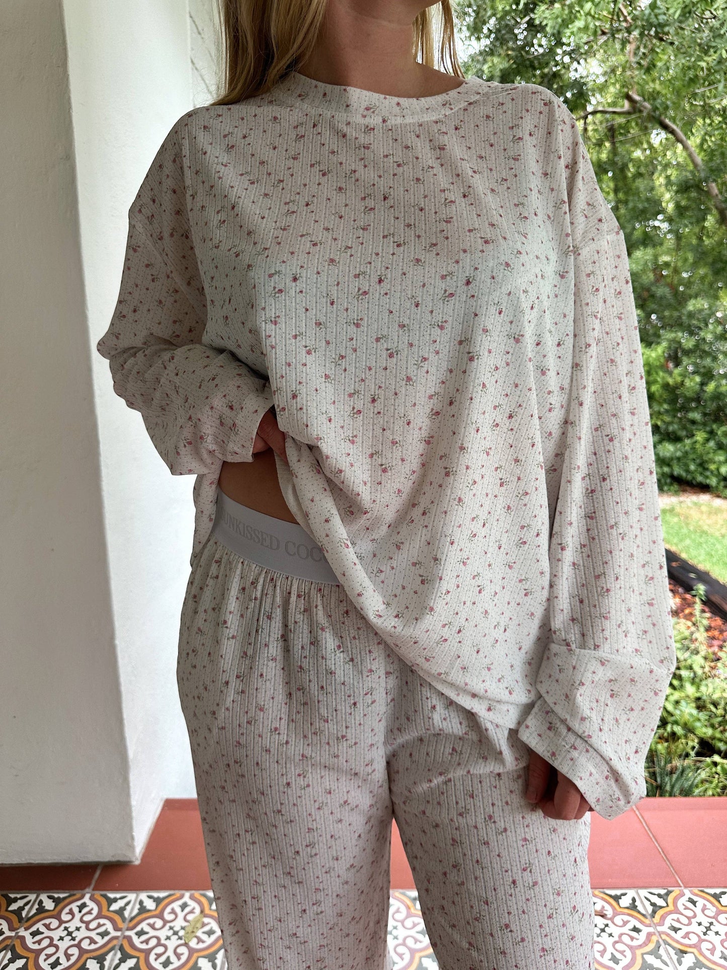 Sunkissed Coconut White Floral Pajama Pants