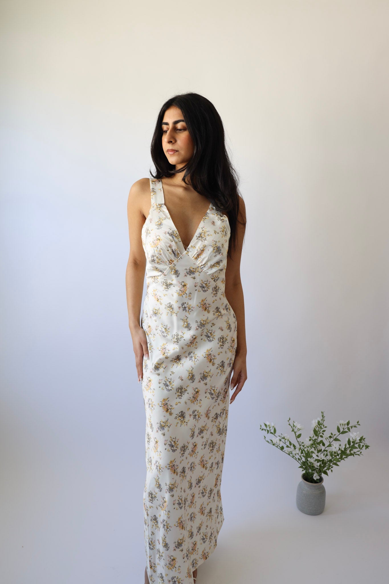 Retro Vintage Floral Print Satin Maxi Slip Dress * Final Sale*