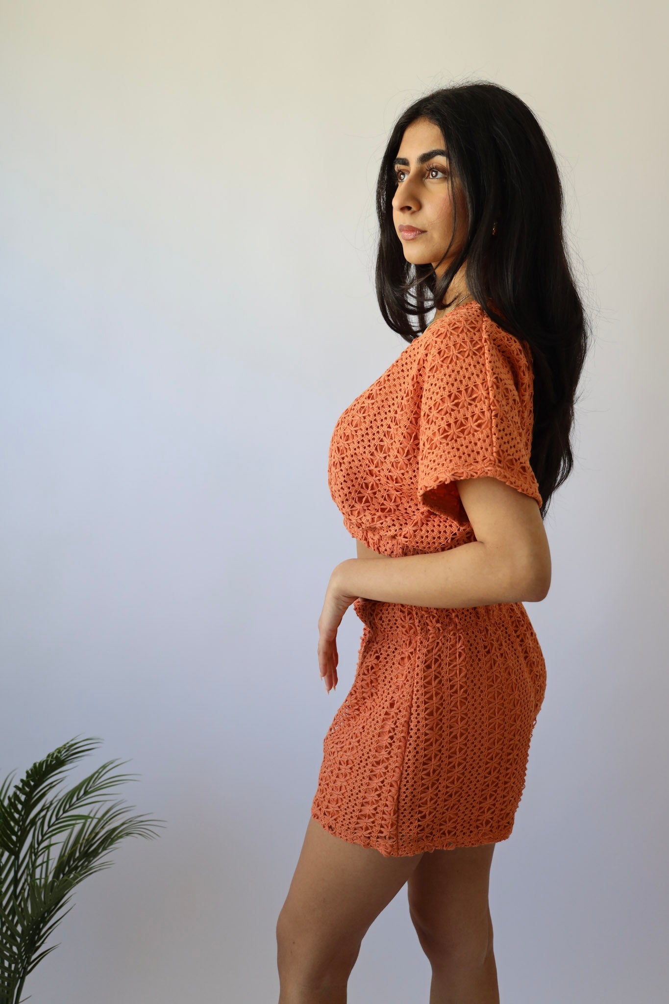 Orange Crochet Shorts