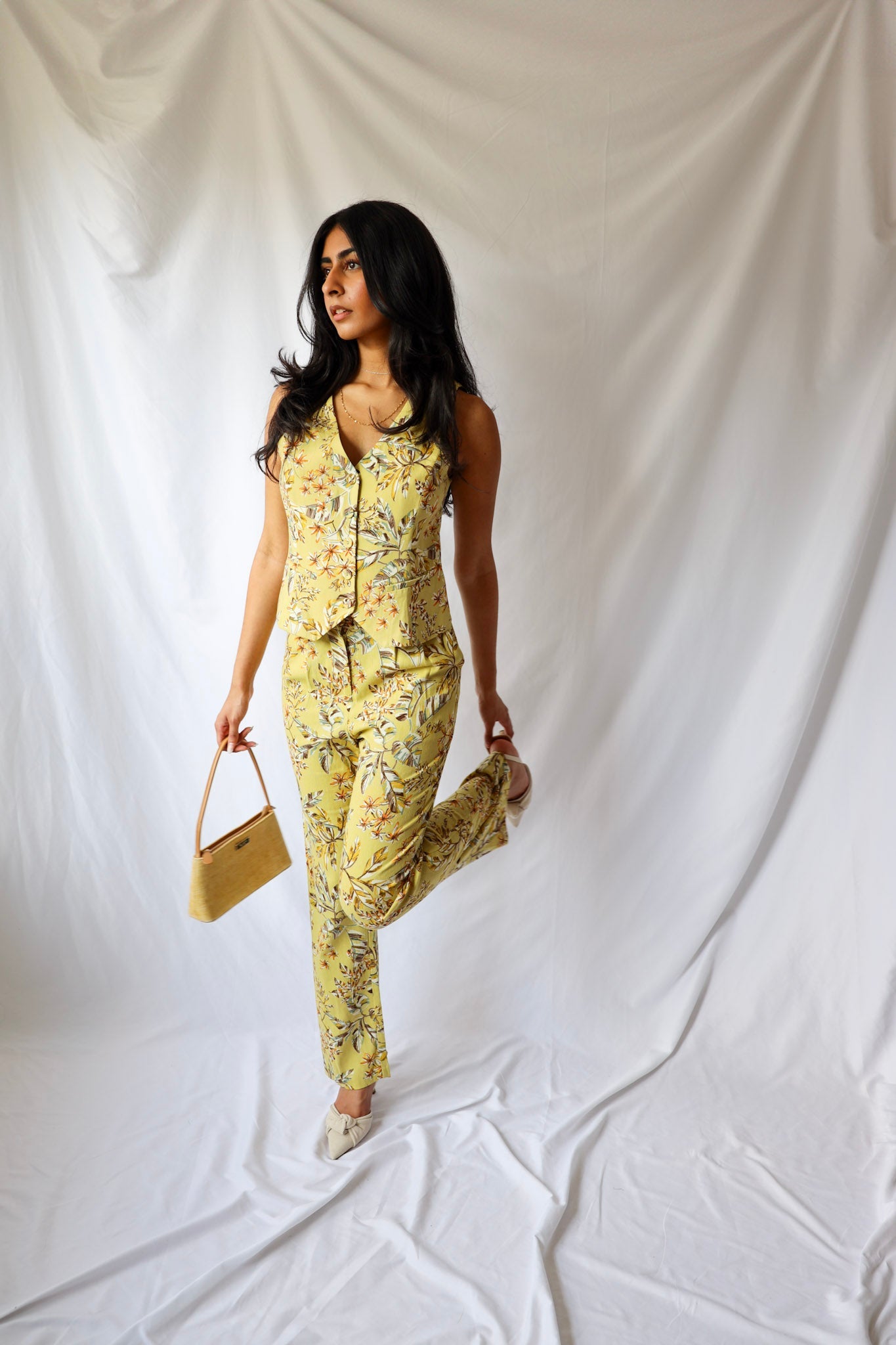 Floral Print Linen Pants