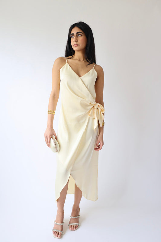 Butter Champagne Wrap Midi Dress