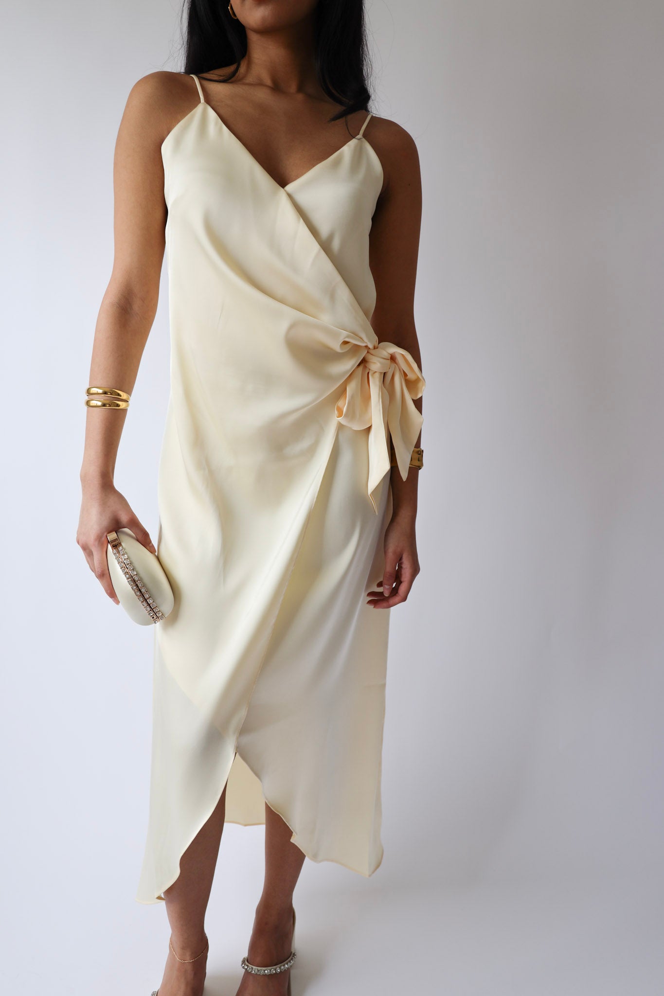 Butter Champagne Wrap Midi Dress