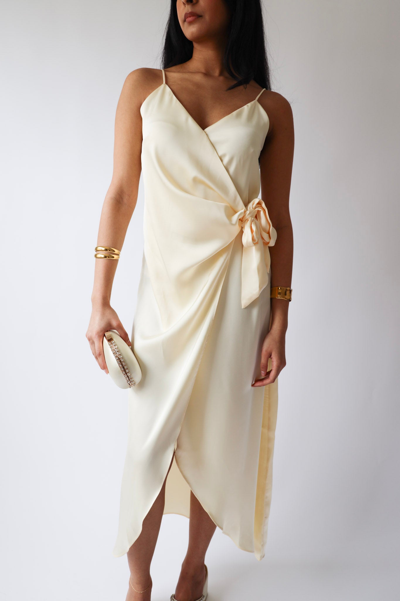 Butter Champagne Wrap Midi Dress