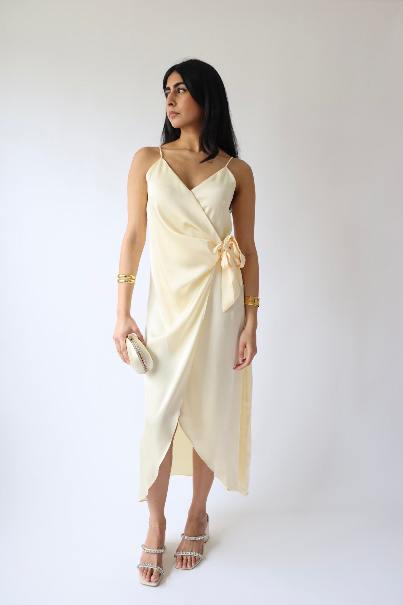 Butter Champagne Wrap Midi Dress