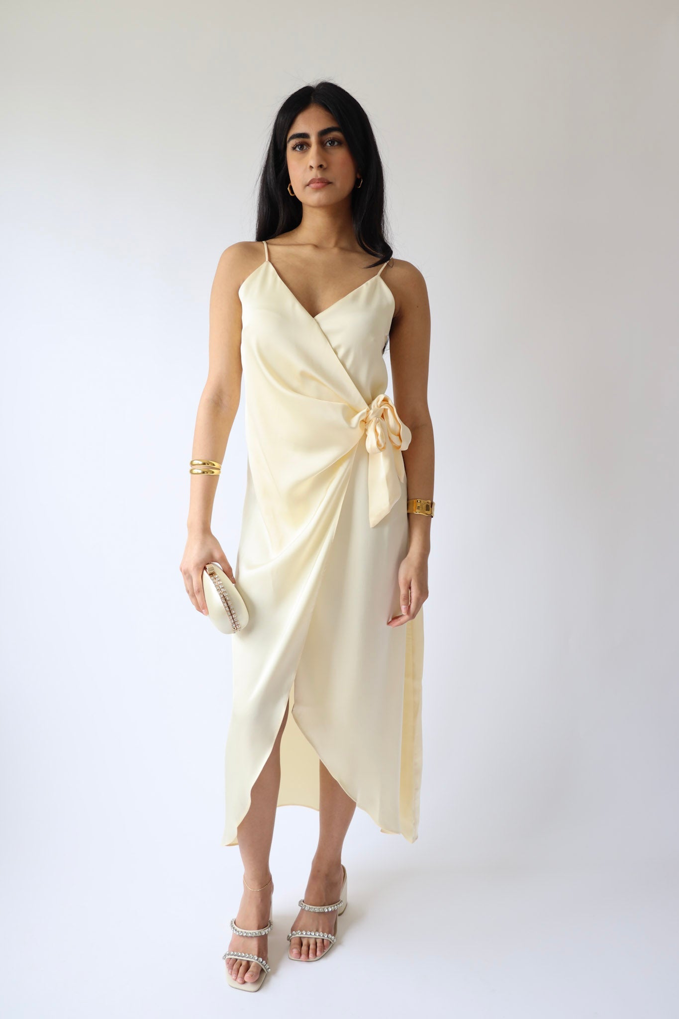 Butter Champagne Wrap Midi Dress