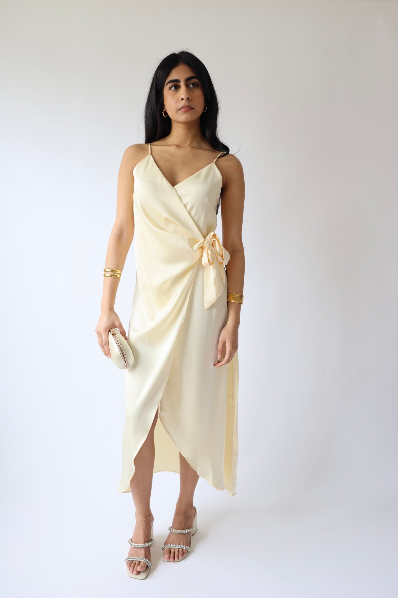 Butter Champagne Wrap Midi Dress