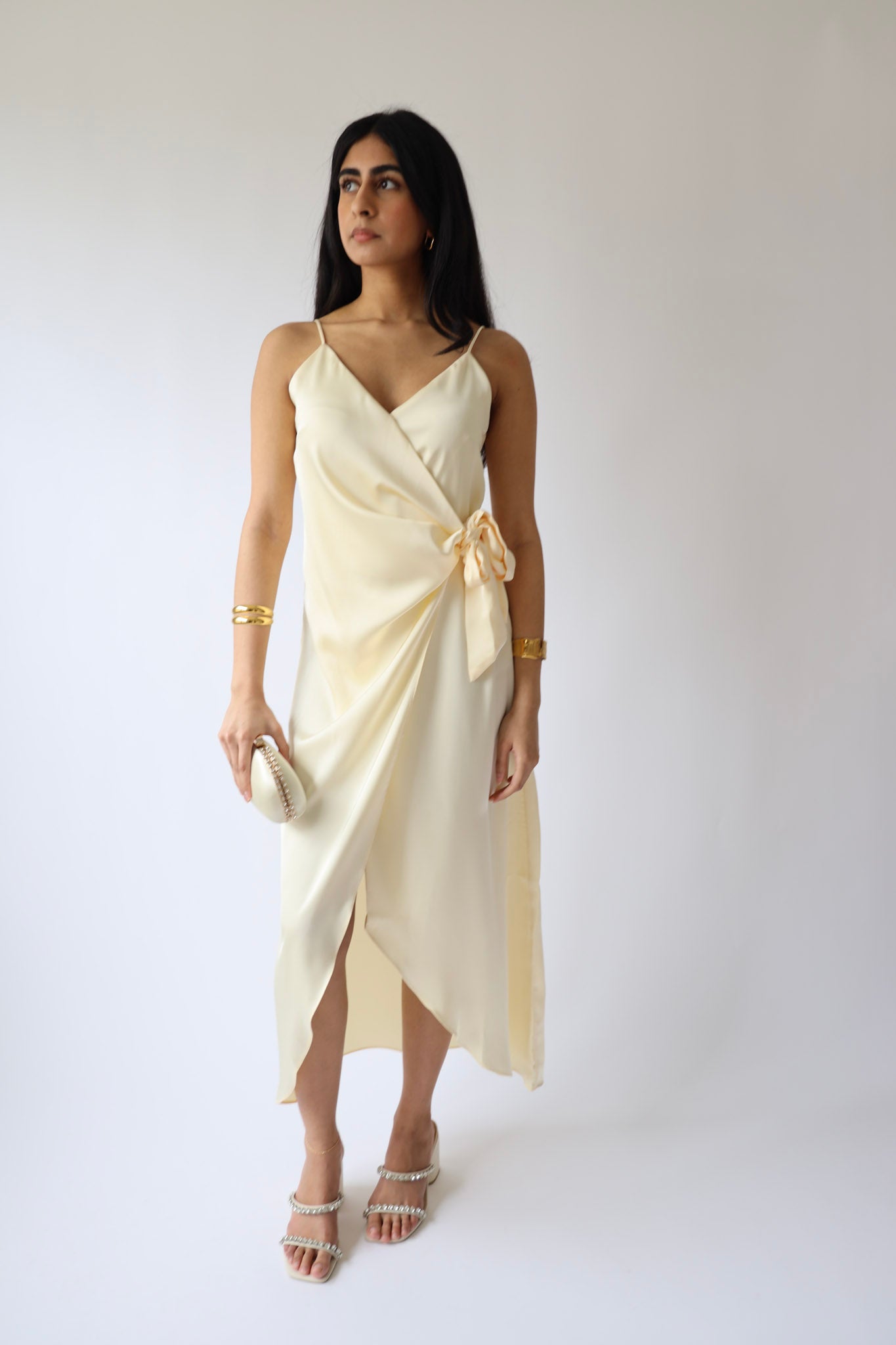 Butter Champagne Wrap Midi Dress