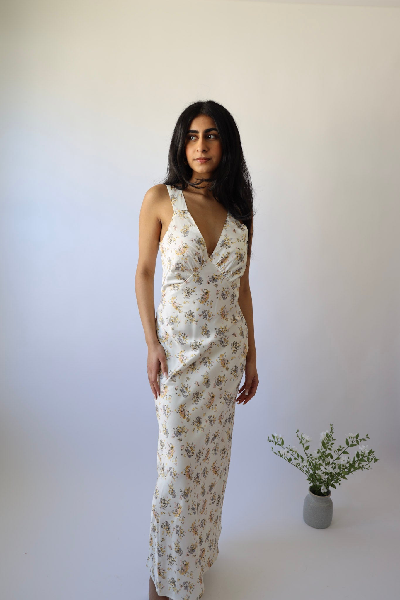 Retro Vintage Floral Print Satin Maxi Slip Dress * Final Sale*