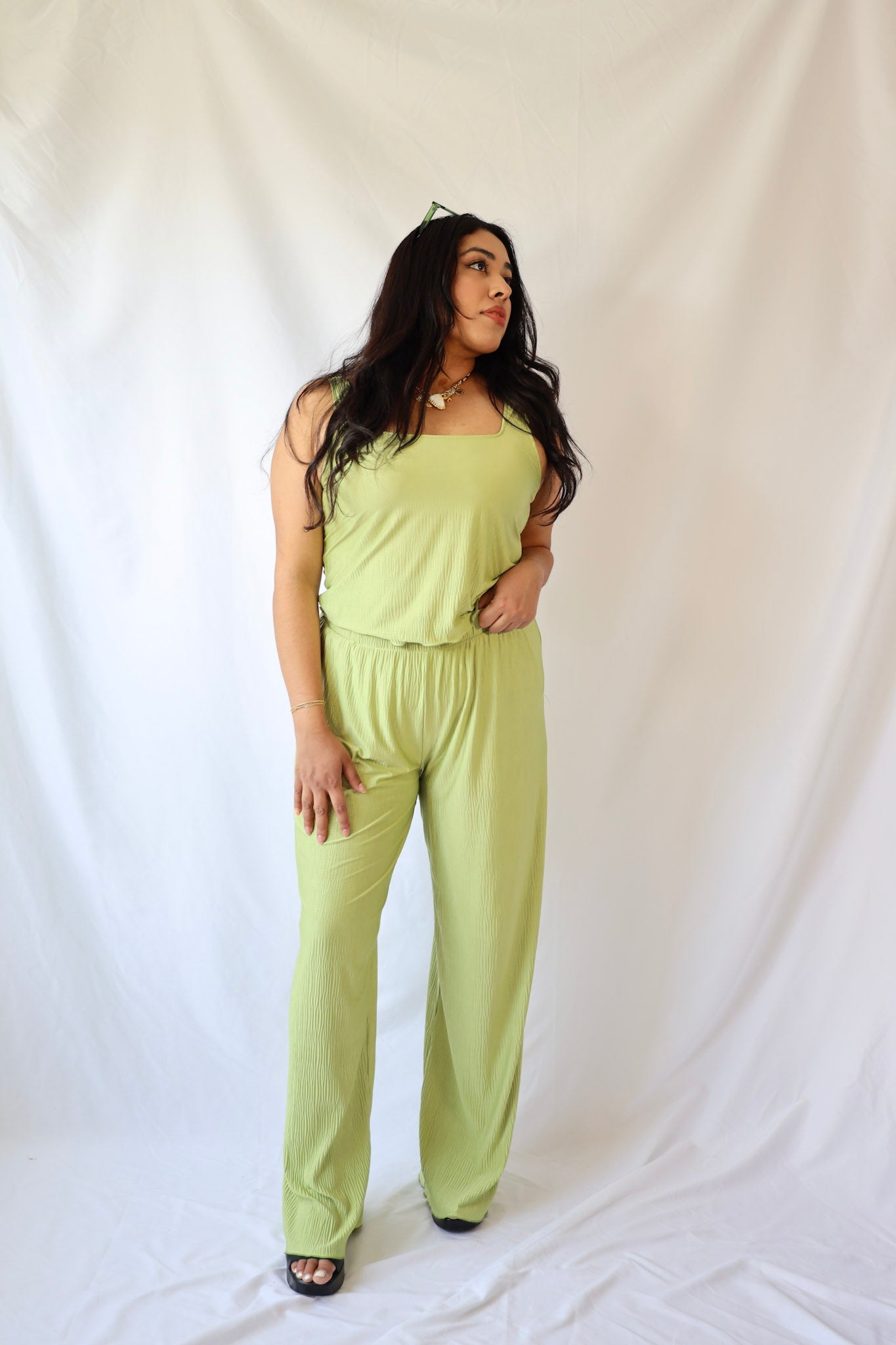 Green Pleated Pants