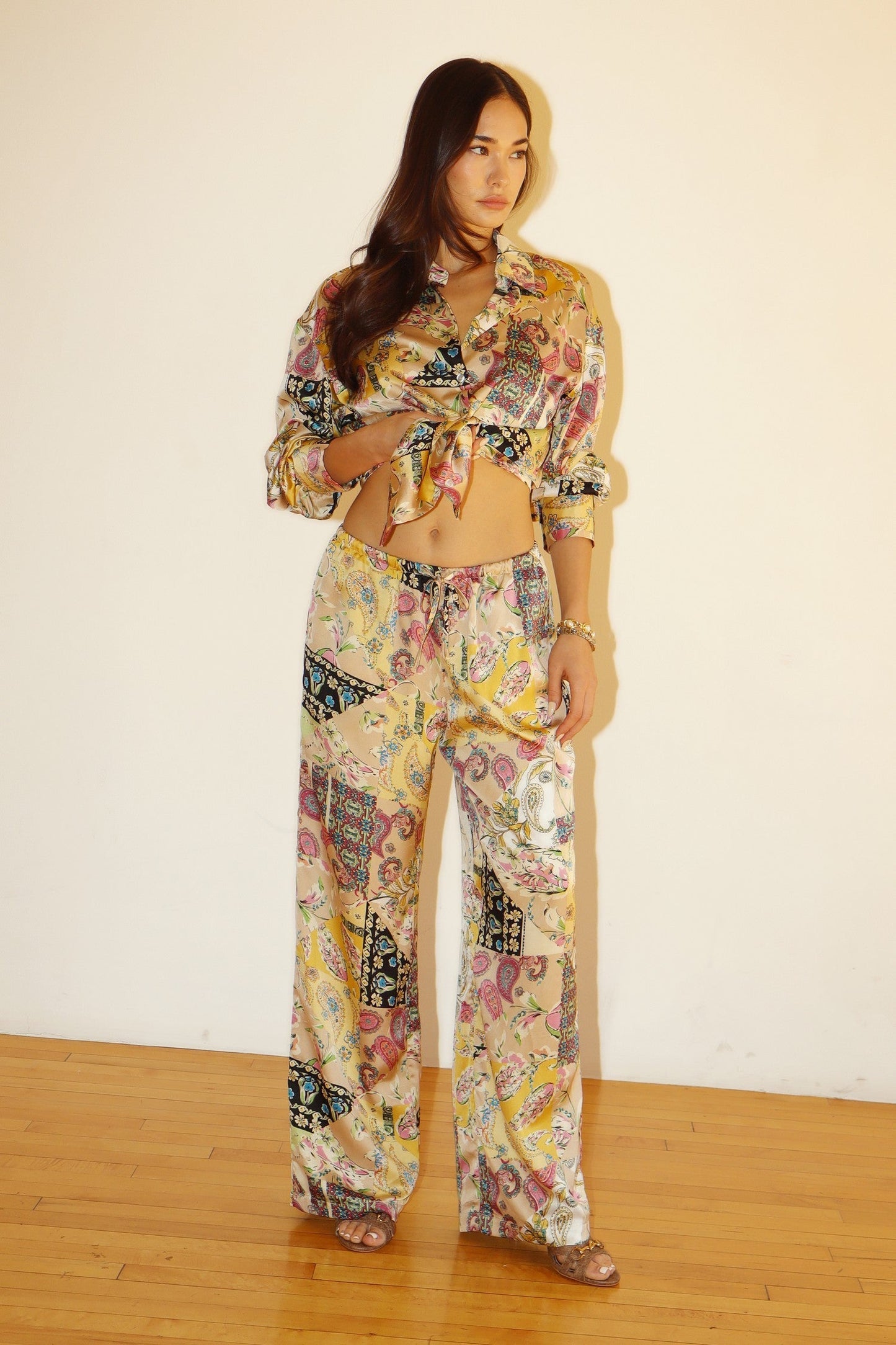 Riviera Satin Wide-Leg Pants