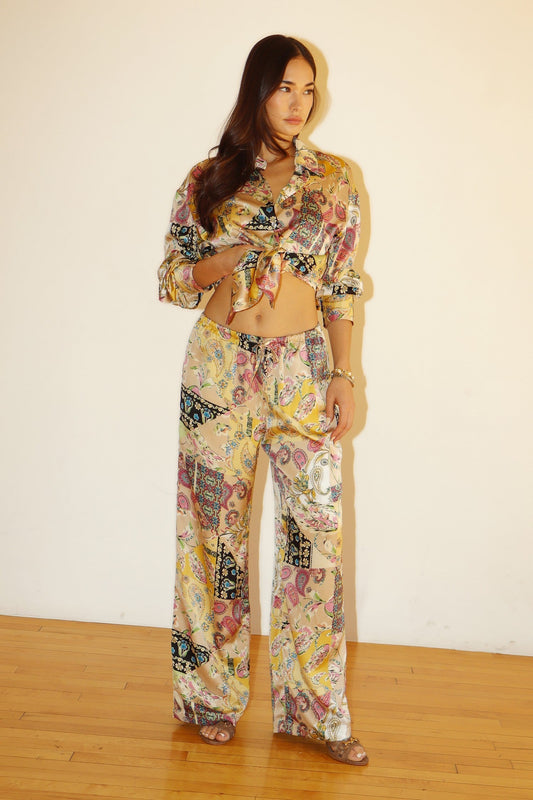 Riviera Satin Wide-Leg Pants