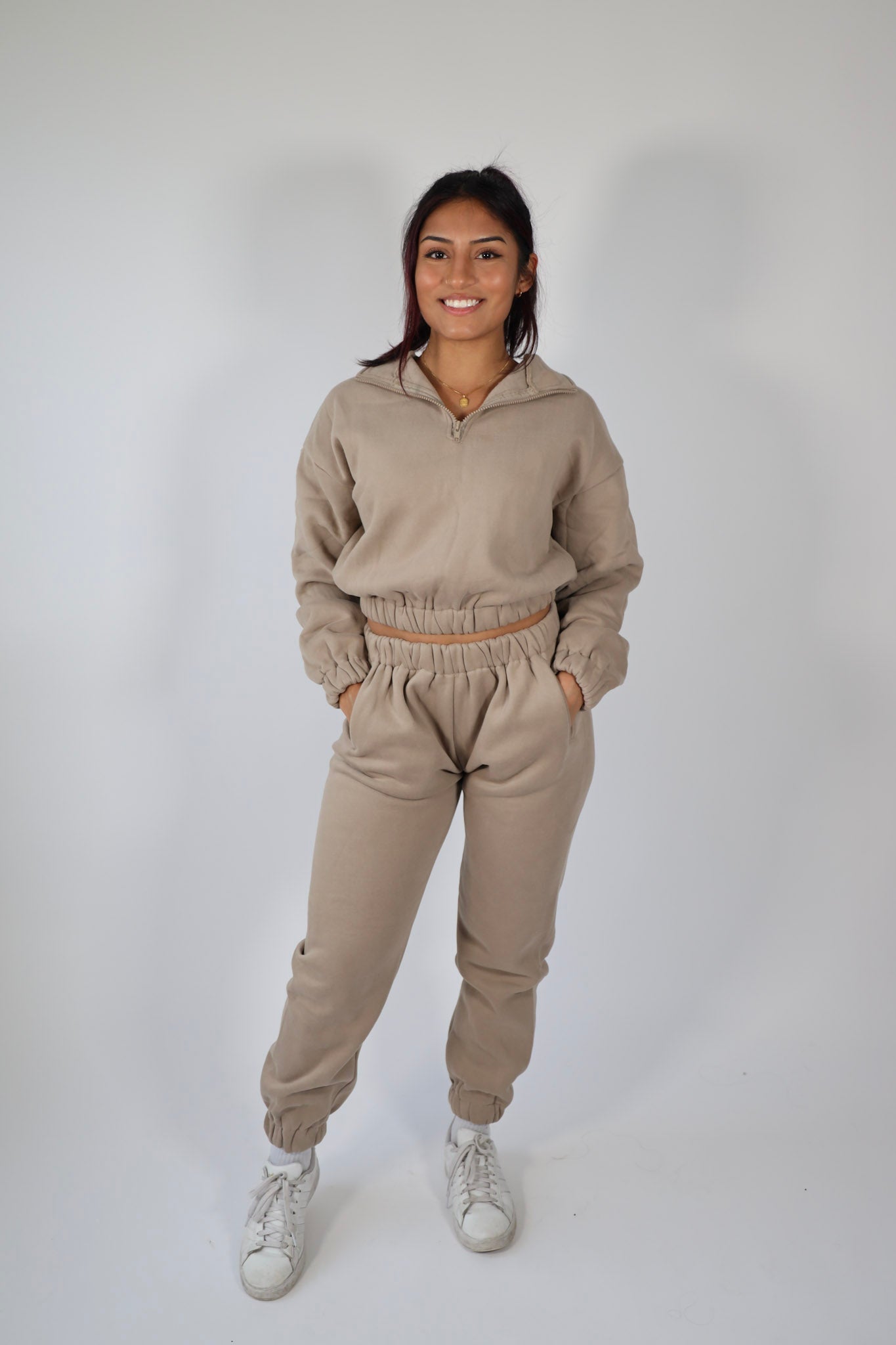 Fleece Cropped Quarter Zip