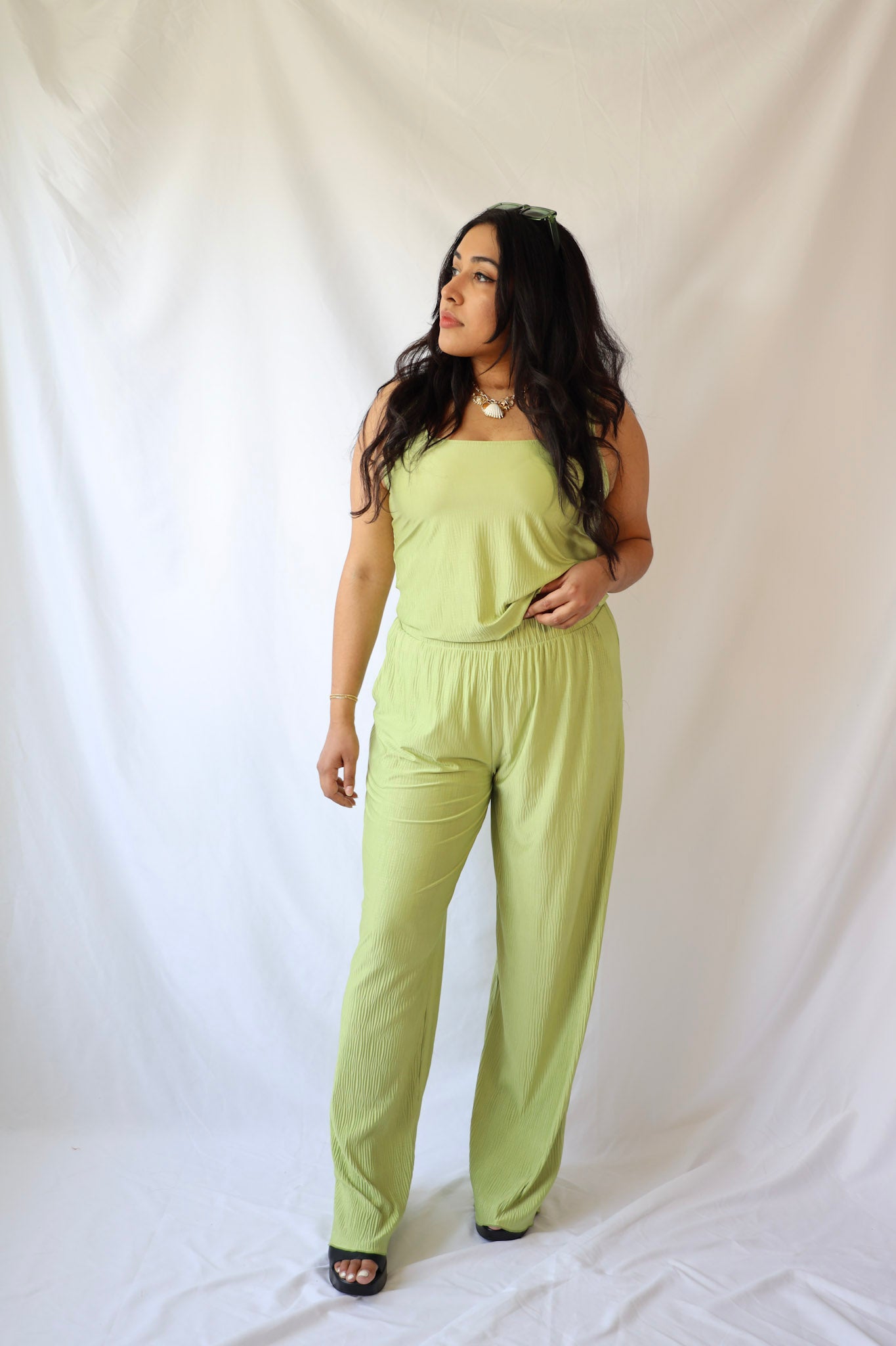 Green Pleated Pants