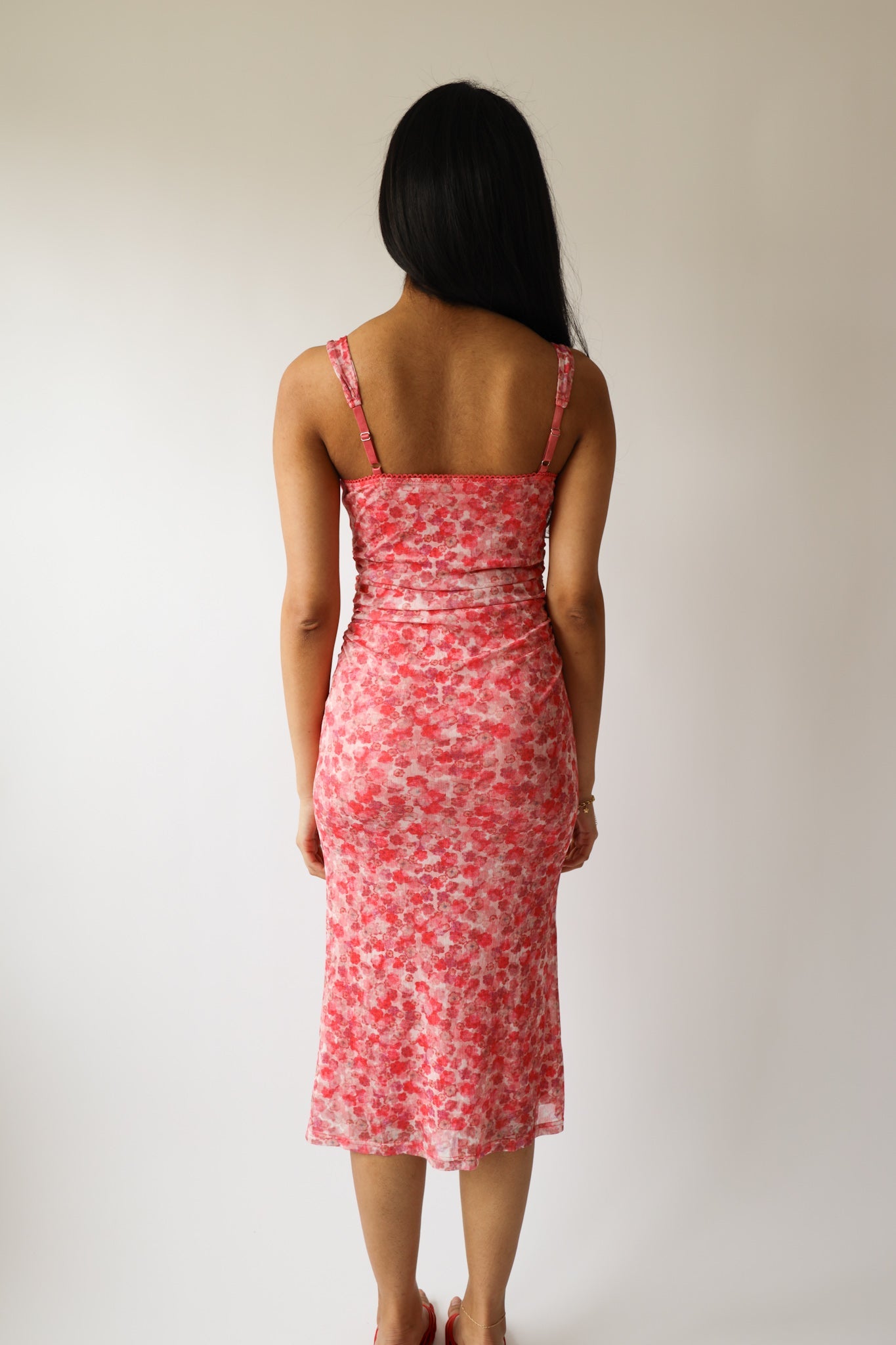 Rosé Hour Mesh Midi Dress