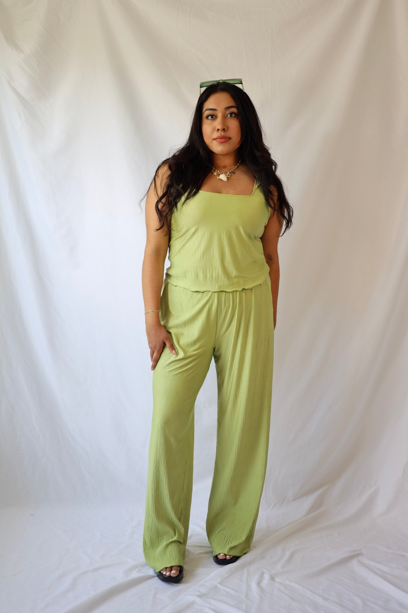 Green Pleated Pants