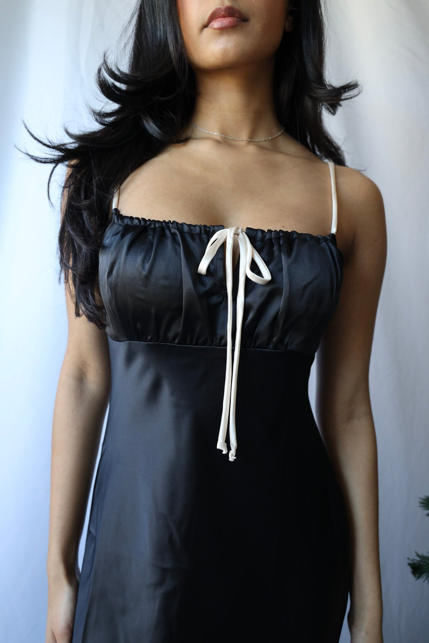 Satin Contrast Tie Dress