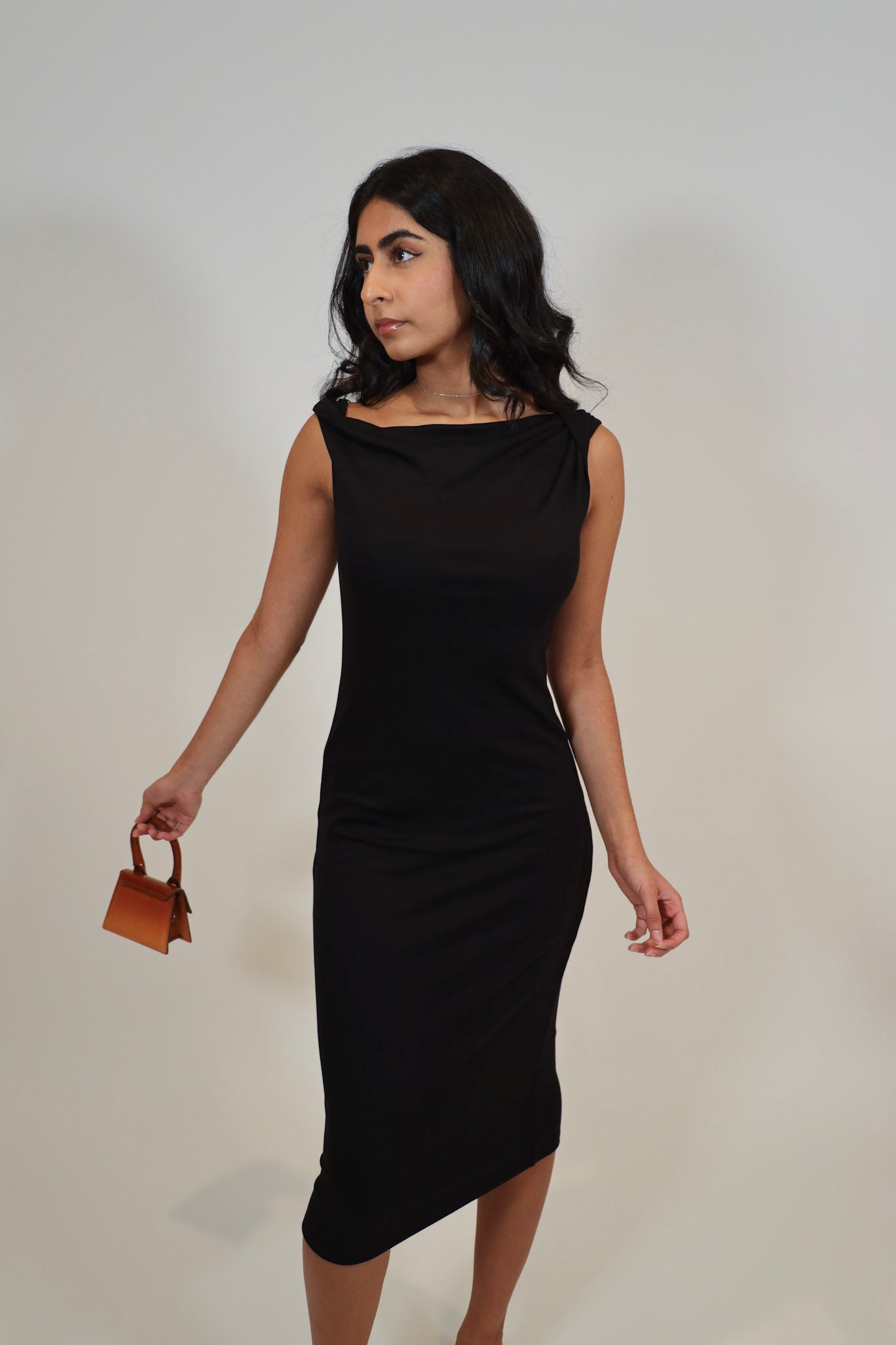 Ira Twist Off Shoulder Midi Dress