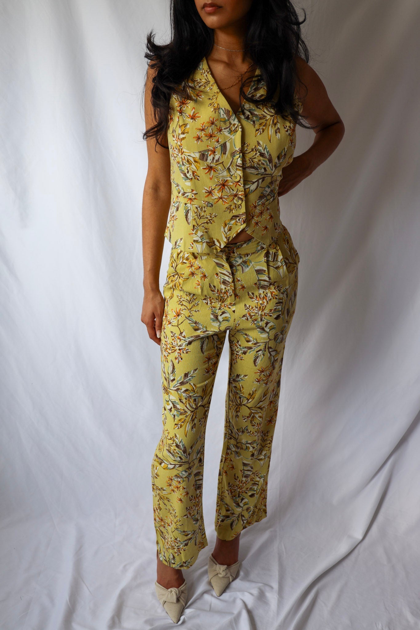 Floral Print Linen Pants