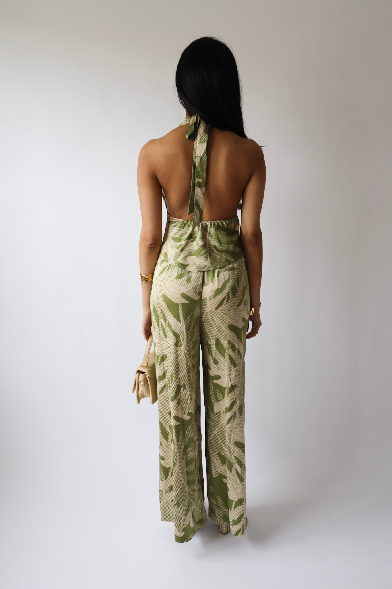 Palm Print Wide Leg Pants ( Bottom Only )